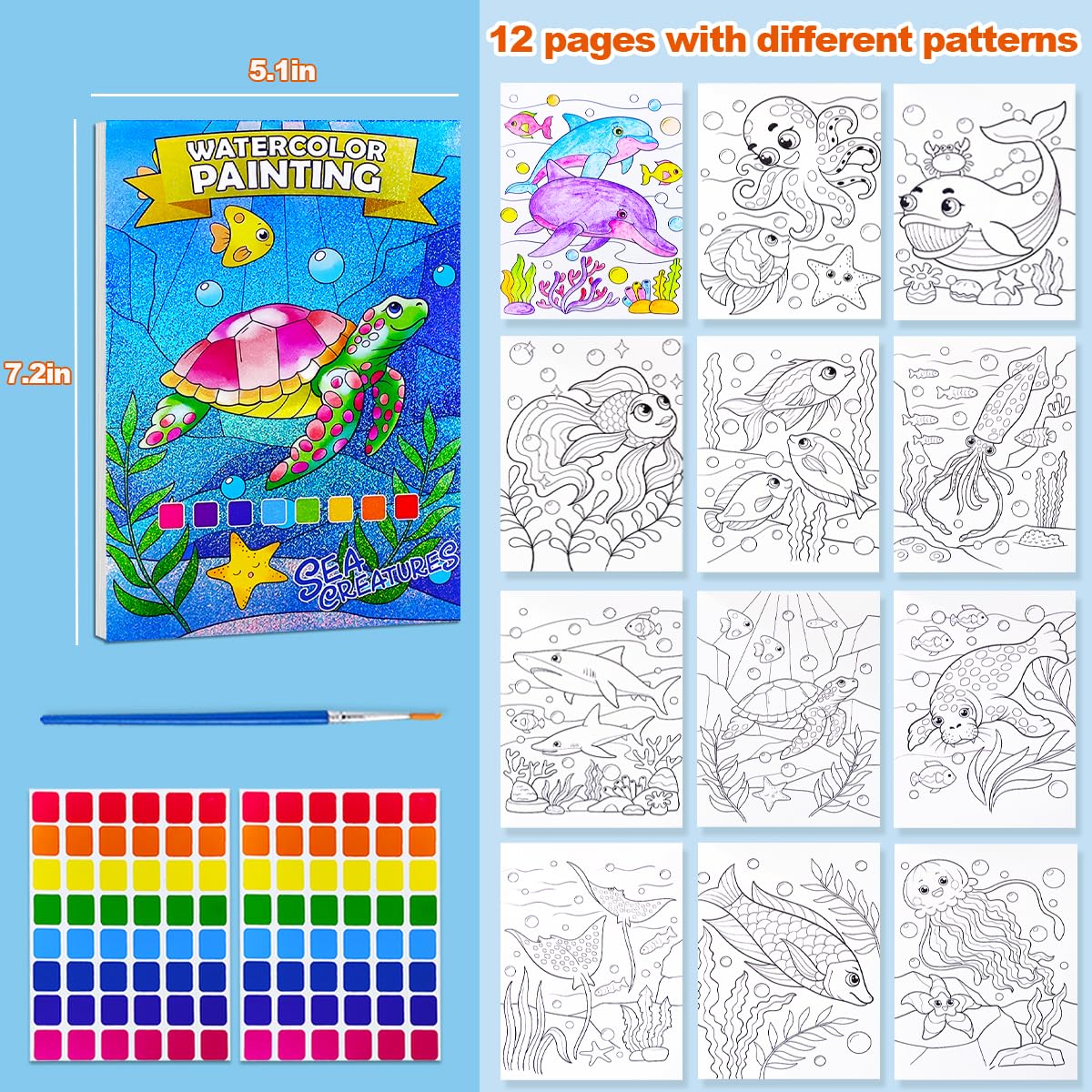 JUNQIU US Water Color Paint Sets for Kids | Watercolor Books for Ages 4-8