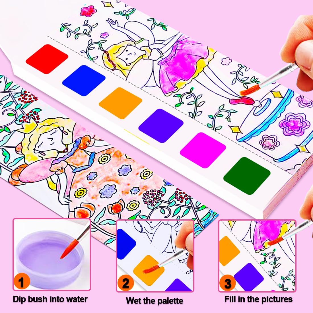 JUNQIU 4Pack Paint with Water Books for Kids – Mess-Free Watercolor Coloring & Gift Ideas