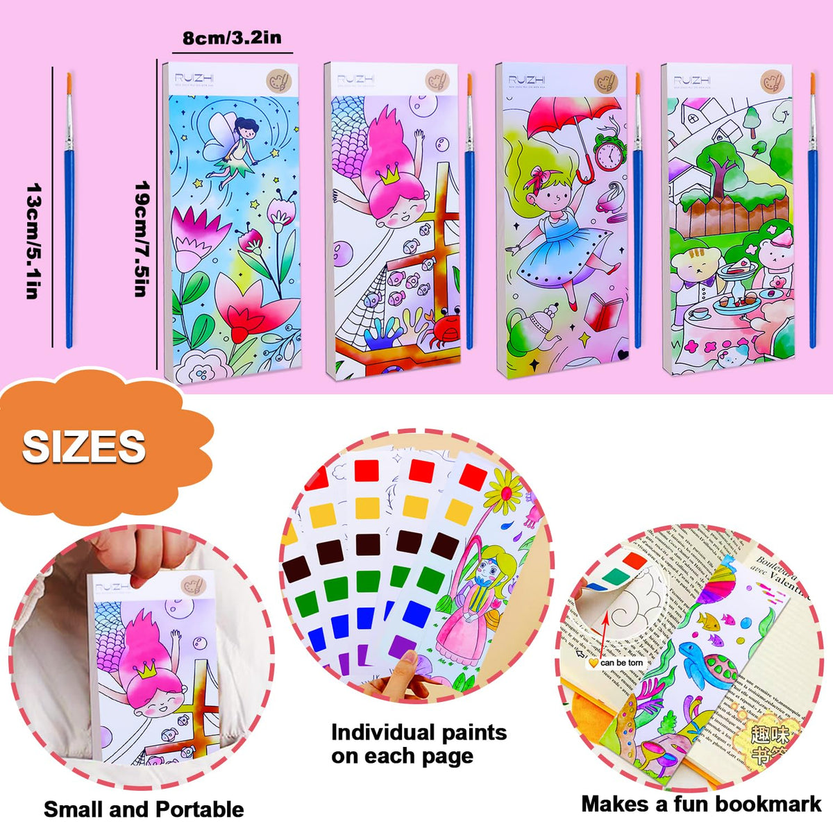 JUNQIU US 4-Pack Paint with Water Books for Kids Aged 4-8 – Mess-Free Watercolor Coloring Set