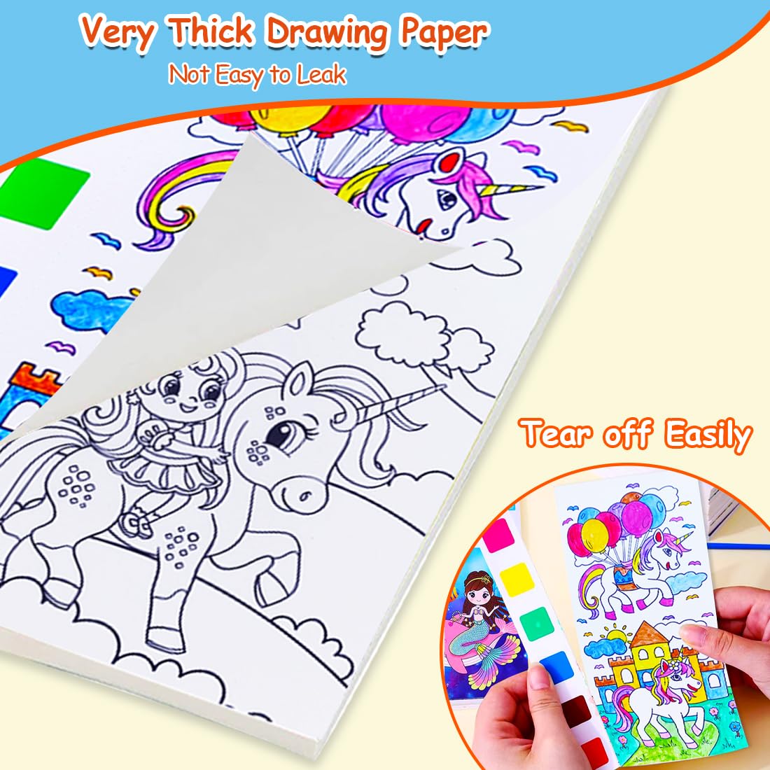 JUNQIU US 4Pack Watercolor Books for Kids – Pocket Watercolor Set with Paints & Brushes