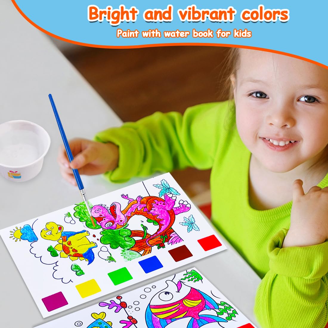 JUNQIU US 4Pack Watercolor Books for Kids – Pocket Watercolor Set with Paints & Brushes