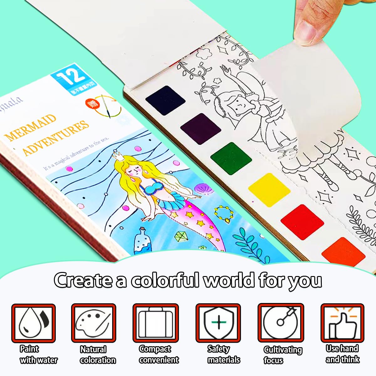 JUNQIU 5Pack Watercolor Paint Sets for Kids – Pocket Painting Book for Ages 4-8