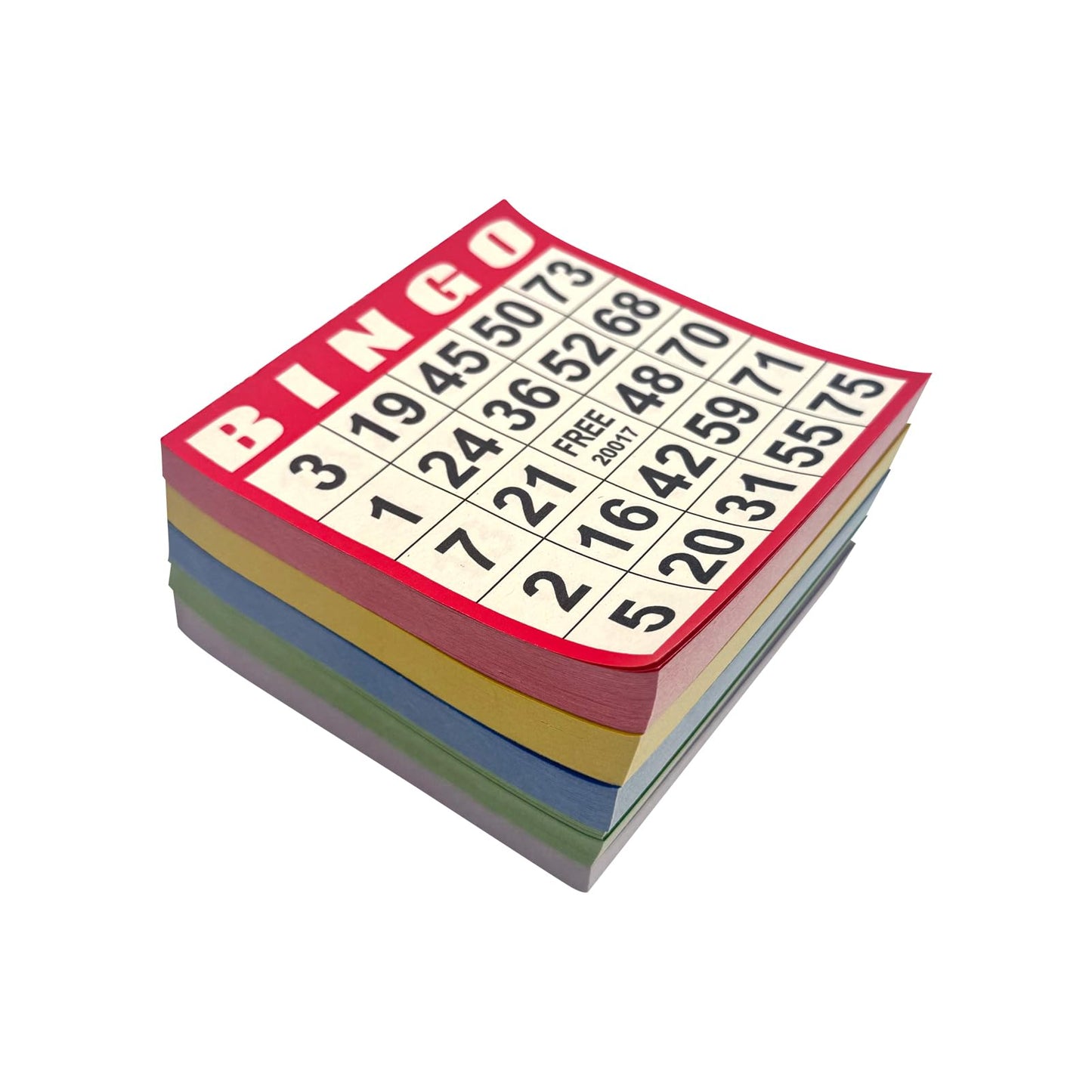JUNWRROW Bingo Paper Game Cards – 500 Sheets (100 Books, 5 Colors) – 4x4 Disposable Cards for Seniors, Family Nights & Classrooms