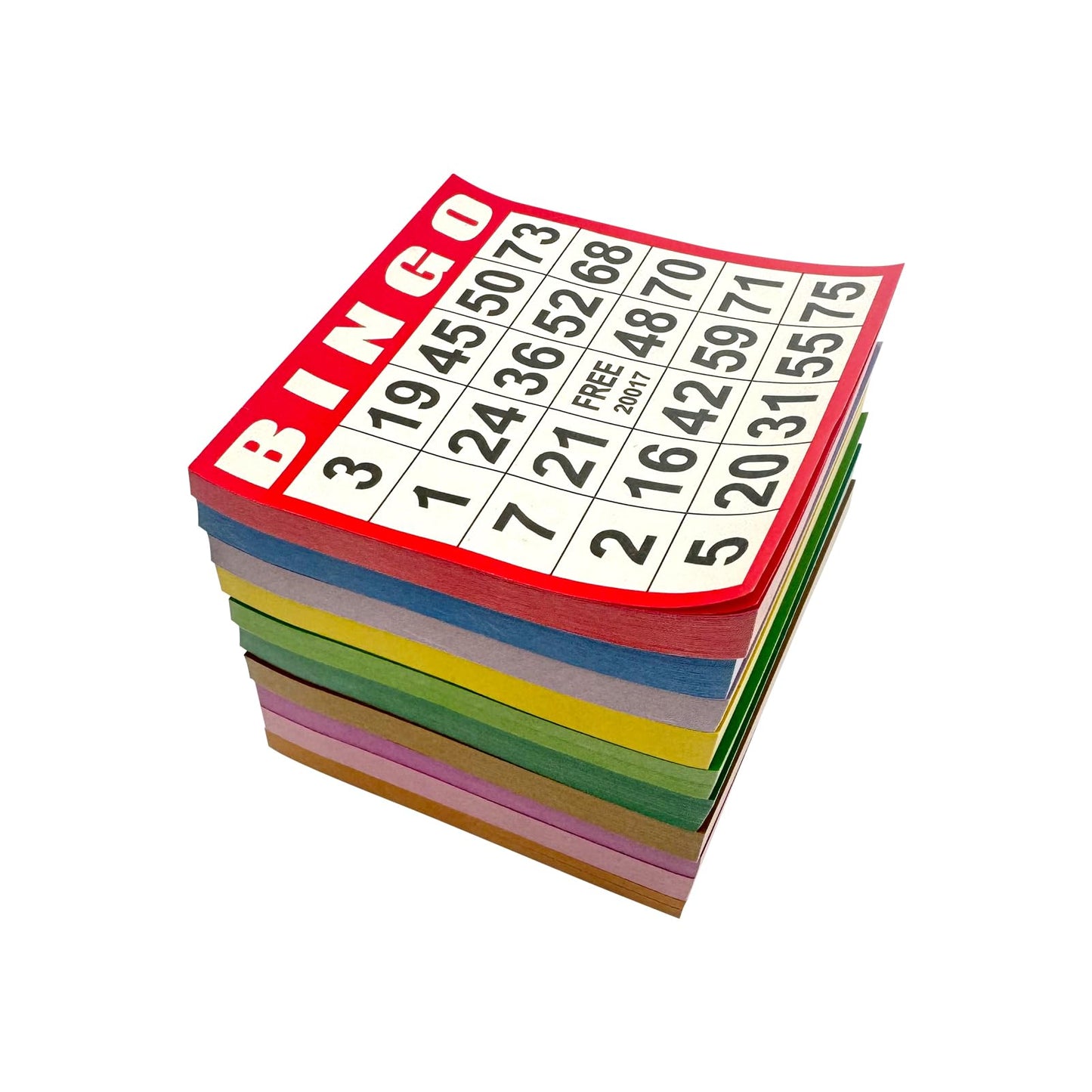 JUNWRROW Bingo Paper Game Cards – 1000 Sheets (100 Books, 10 Colors) – 4x4 Disposable Cards for Seniors, Family Game Night & Classroom Activities