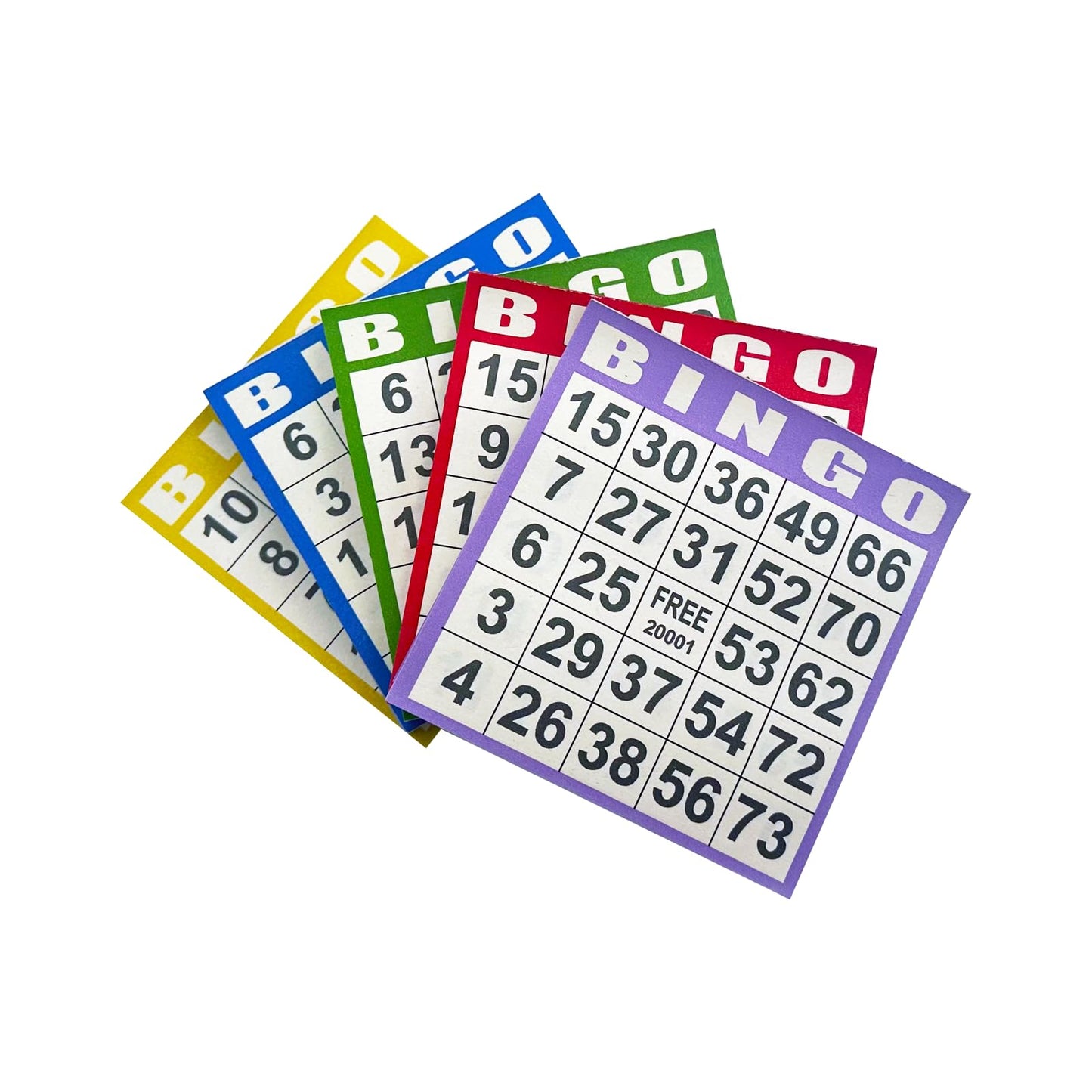 JUNWRROW Bingo Paper Game Cards – 500 Sheets (100 Books, 5 Colors) – 4x4 Disposable Cards for Seniors, Family Nights & Classrooms