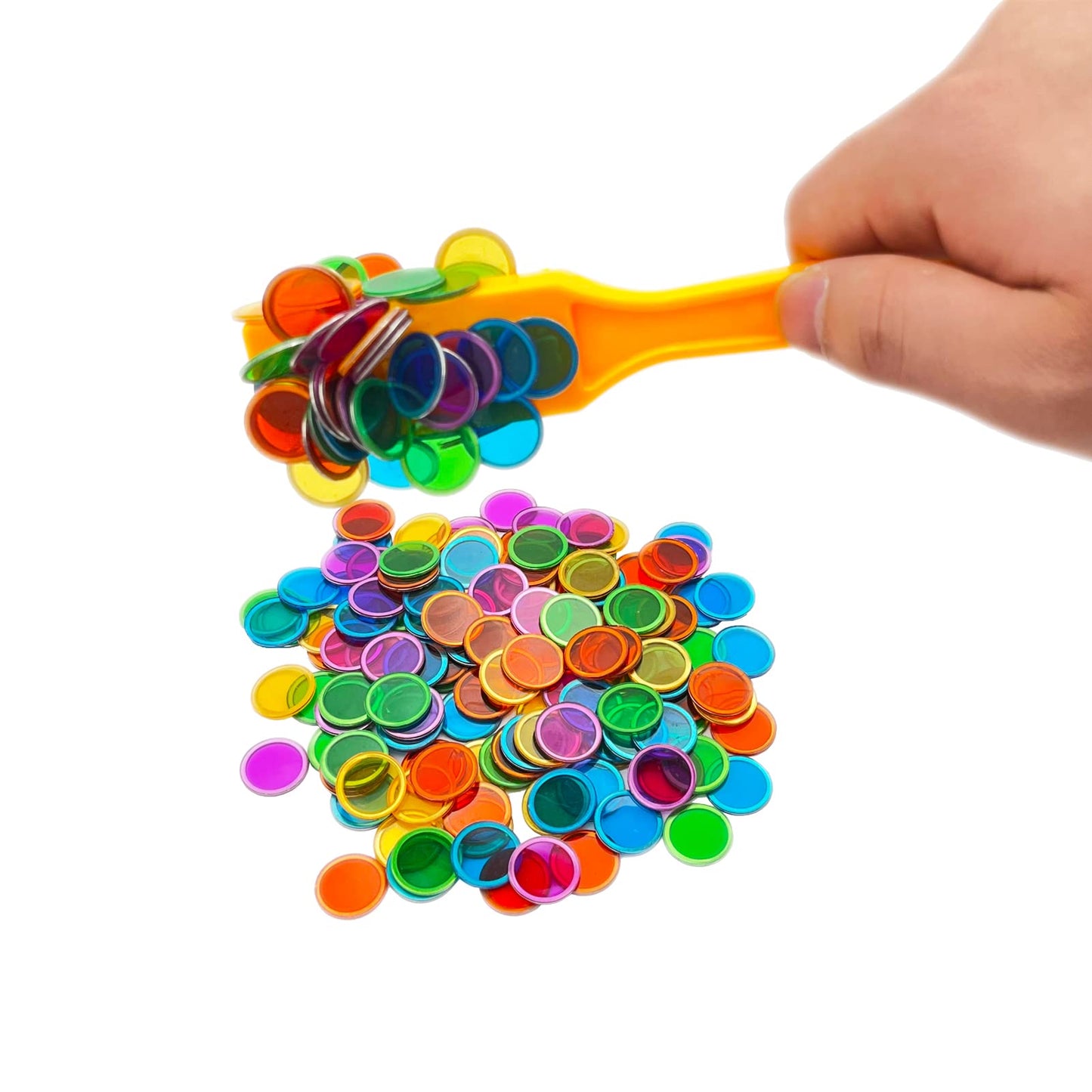 JUNWRROW Magnetic Bingo Wand with Chips – 5-Pack & 500 Rainbow Metal Chips