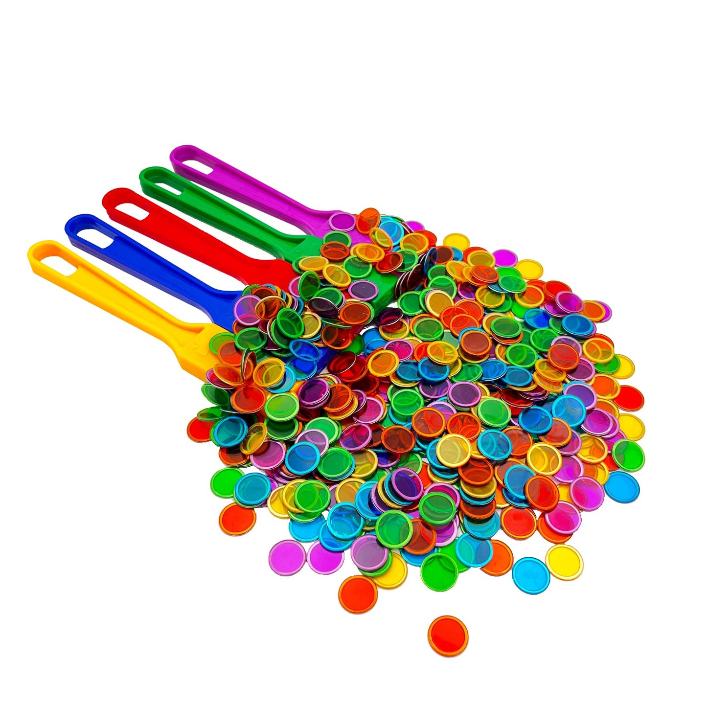 JUNWRROW Magnetic Bingo Wand with Chips – 5-Pack & 500 Rainbow Metal Chips