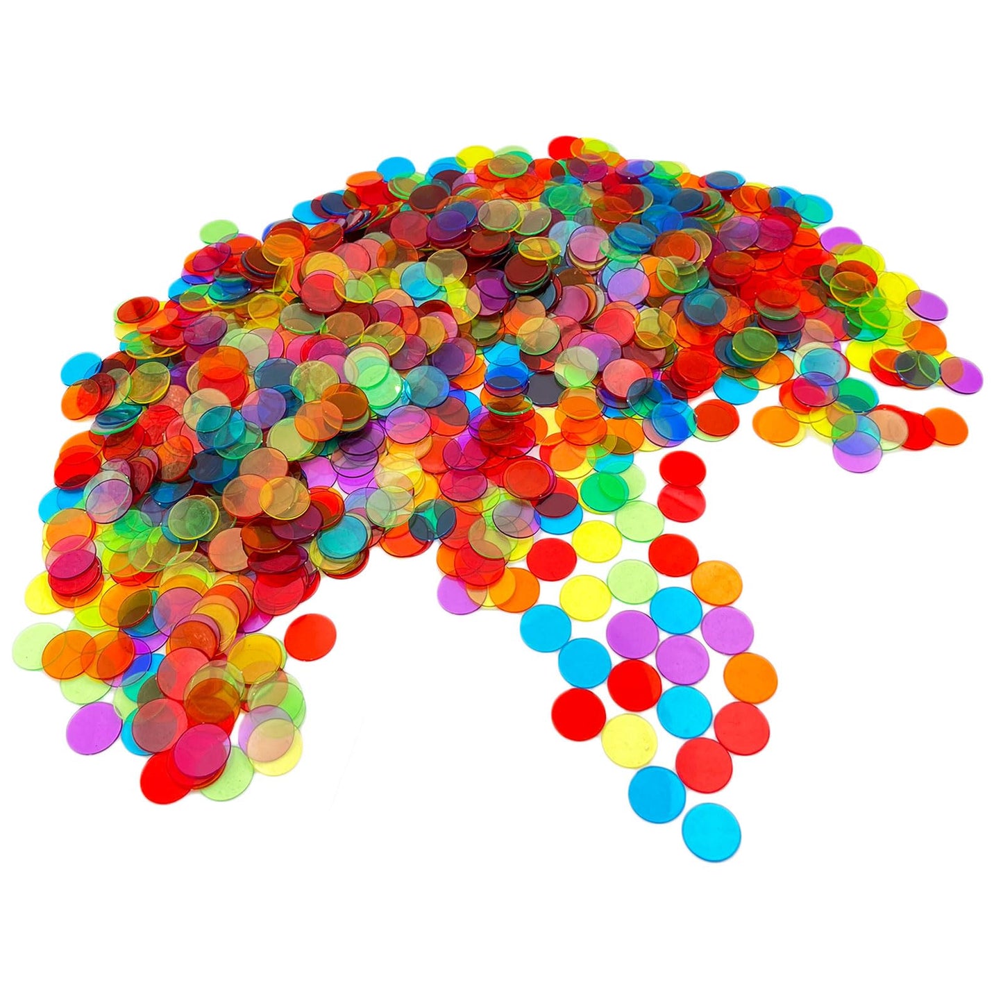 JUNWRROW 1000-Piece Transparent 6-Color Bingo Counting Chips with Bag – Classroom & Game Night