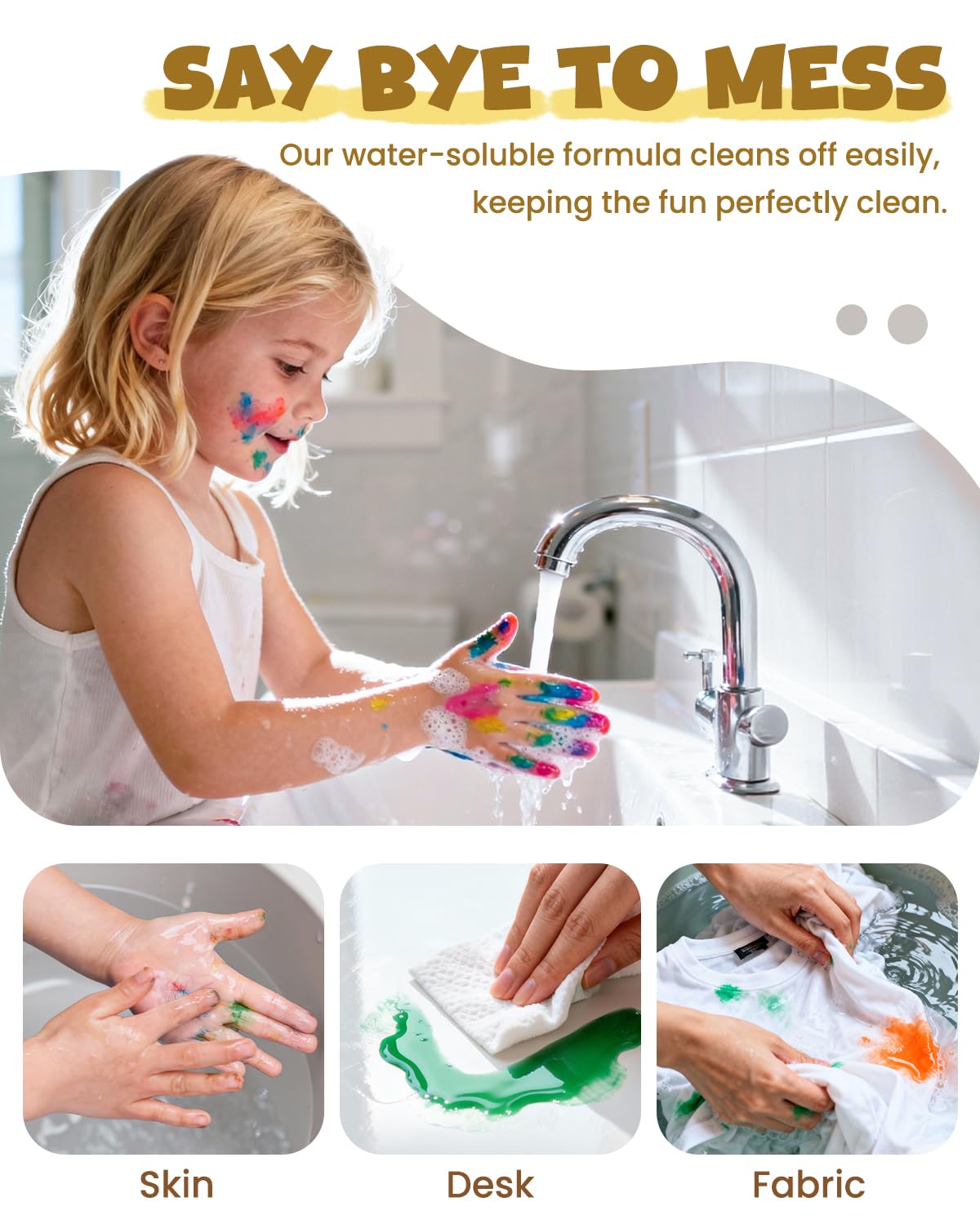 JUPITEARTH 10 Colors Washable Tempera Paint Set - Non-Toxic Kids Paint with Brush, Cups, and Smock