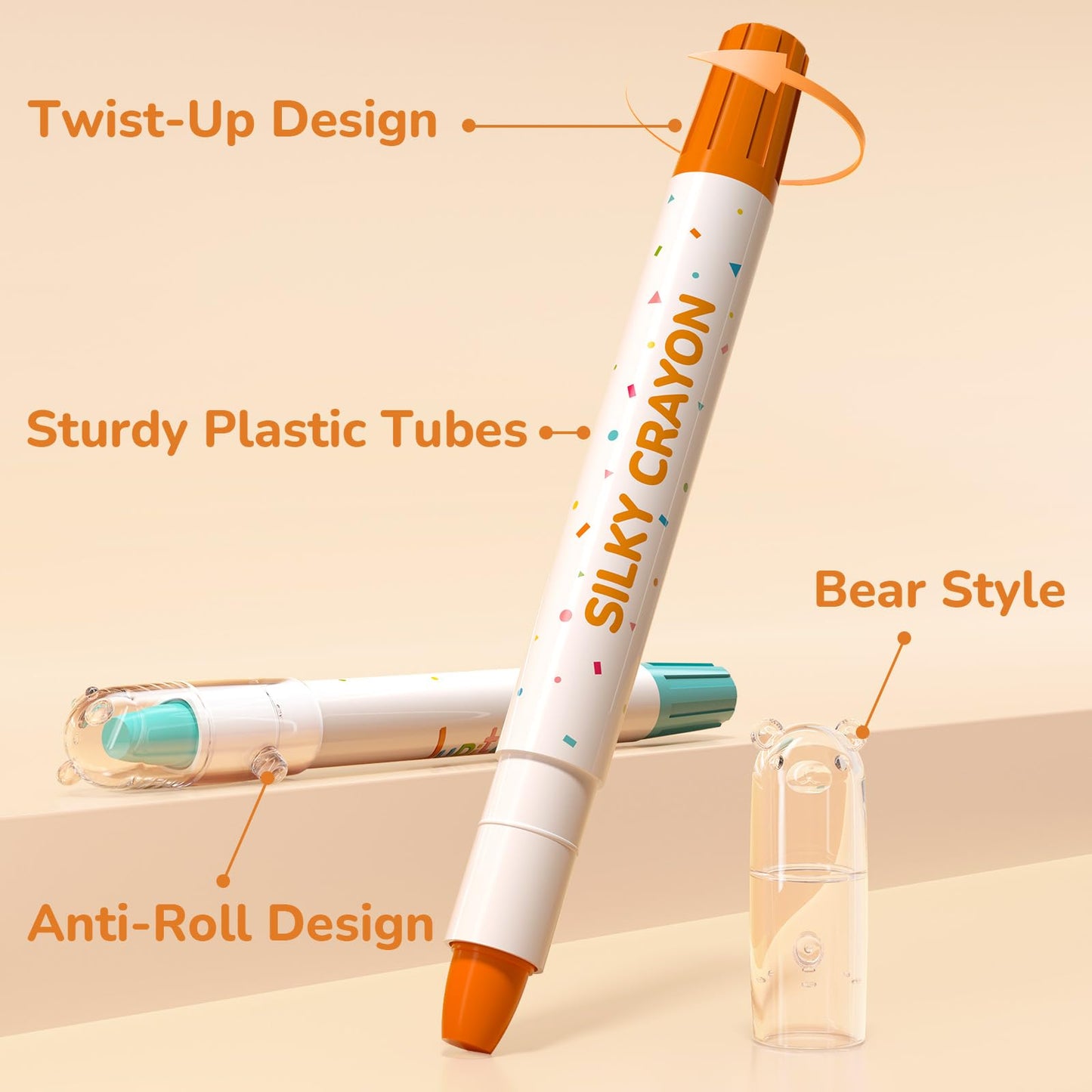 JUPITEARTH 36-Color Twist Crayons — Non-Toxic, Washable, Easy-Grip for Toddlers & Kids