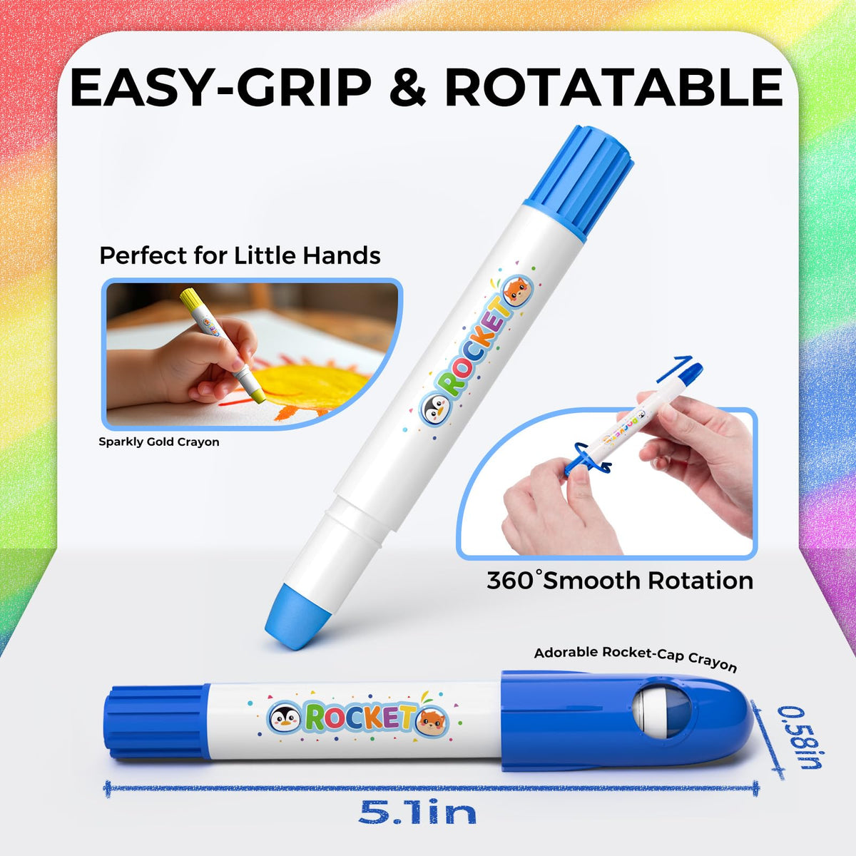 JUPITEARTH 18 Colors Rocket Tempera Paint Sticks – Quick-Dry, Non-Toxic & Washable for Kids and Students