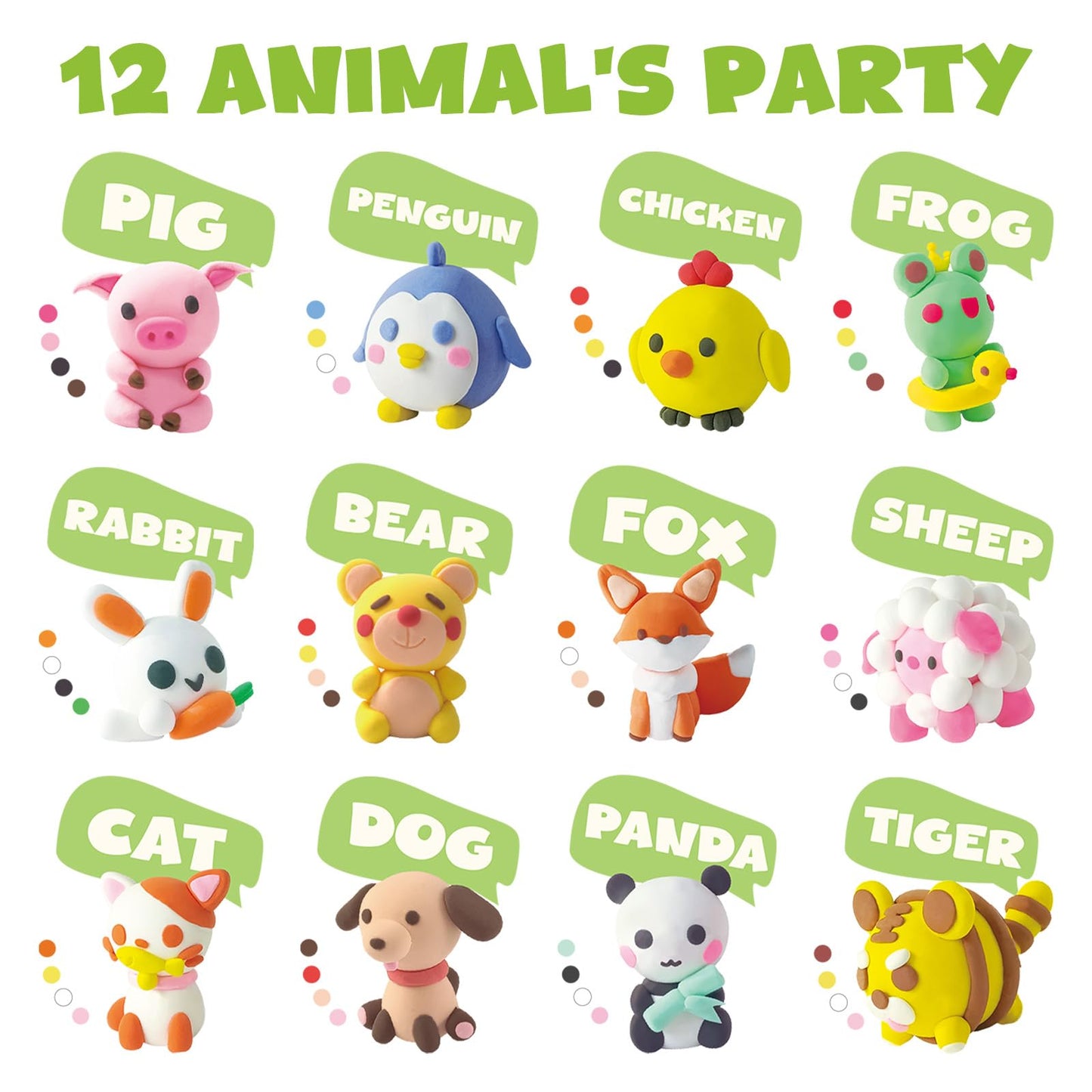 Jupiterarth Air Dry Clay Kit for Kids – 12 Animal-Themed Foam Clay, Ultra Light Modeling