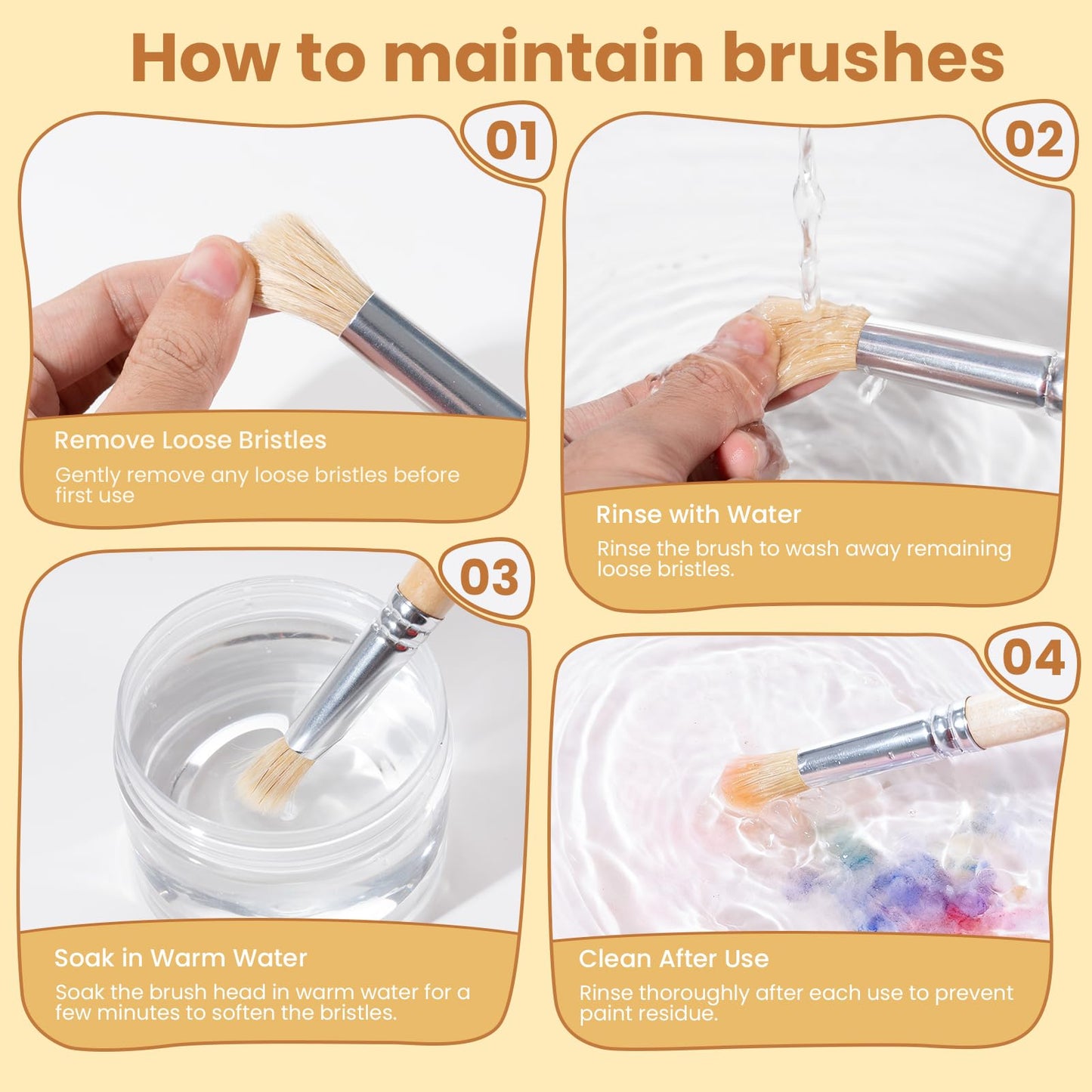 JUPITEARTH Jumbo Paint Brushes for Kids – 10 Pcs Round & Flat with Natural Wood Handles (Washable & Acrylic Paint)
