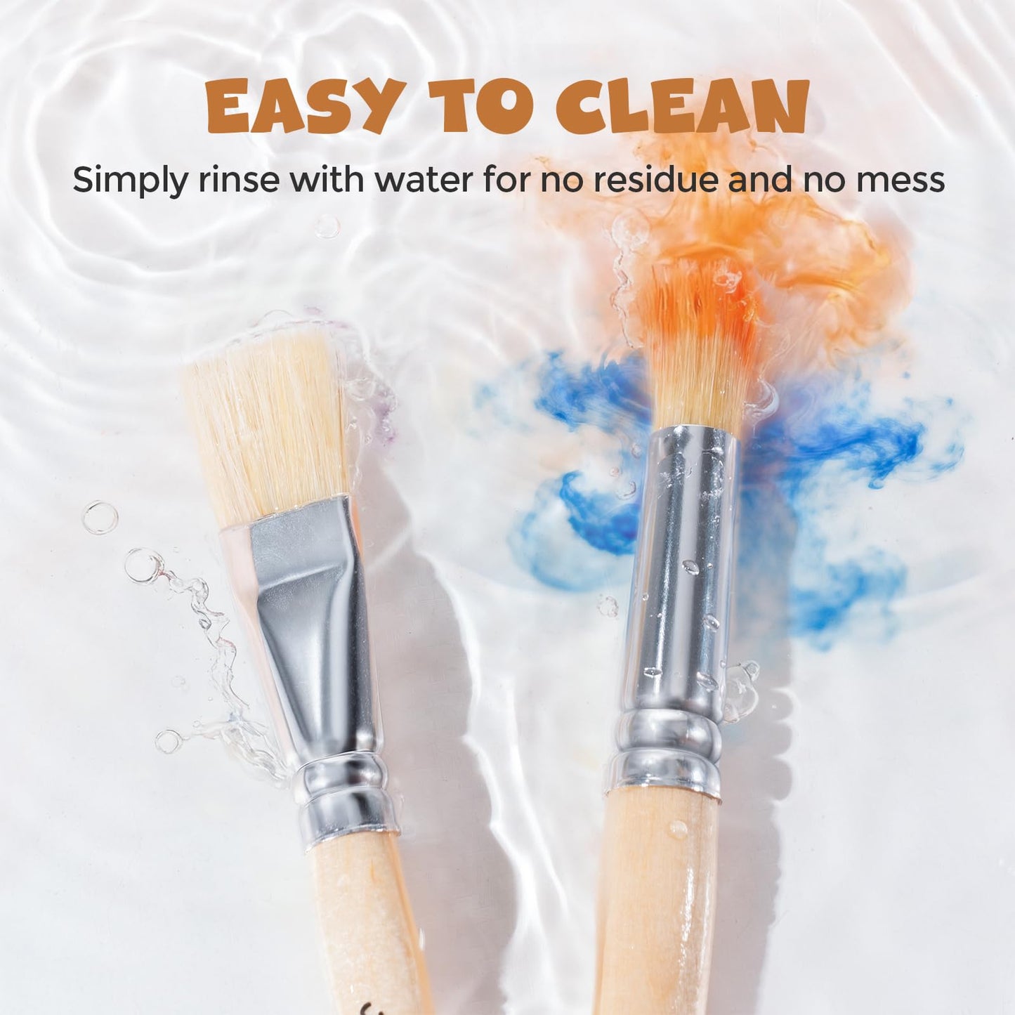 JUPITEARTH Jumbo Paint Brushes for Kids – 10 Pcs Round & Flat with Natural Wood Handles (Washable & Acrylic Paint)