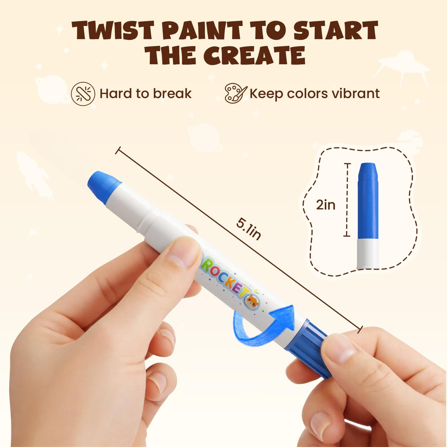 JUPITEARTH 36 Colors Tempera Paint Sticks – Washable, Quick-Dry for Kids