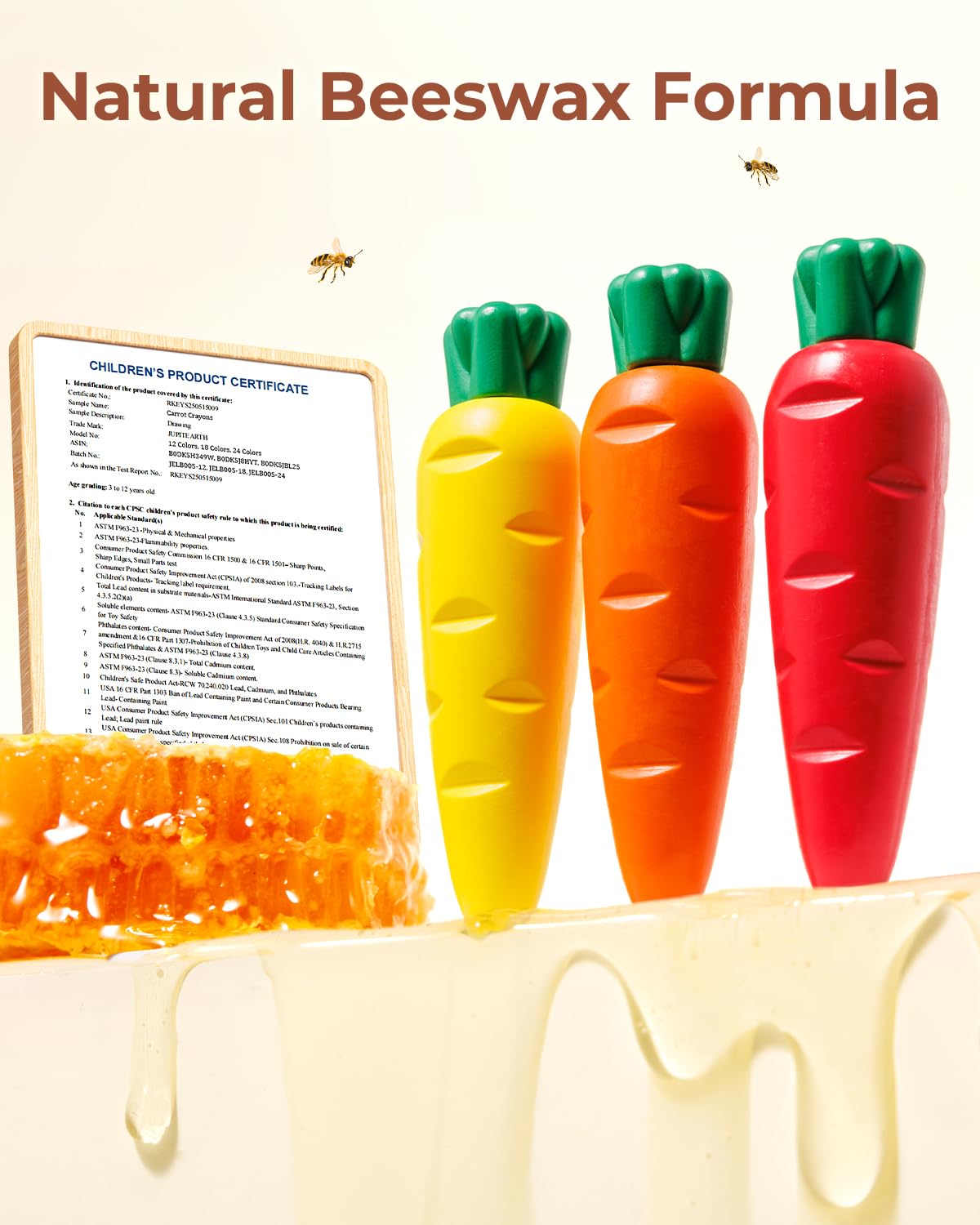 JUPITEARTH Carrot-Shaped Crayons for Kids 4–8 (12 Colors) – Mess-Free Color Play with Coloring Book + 120 PDF Pages
