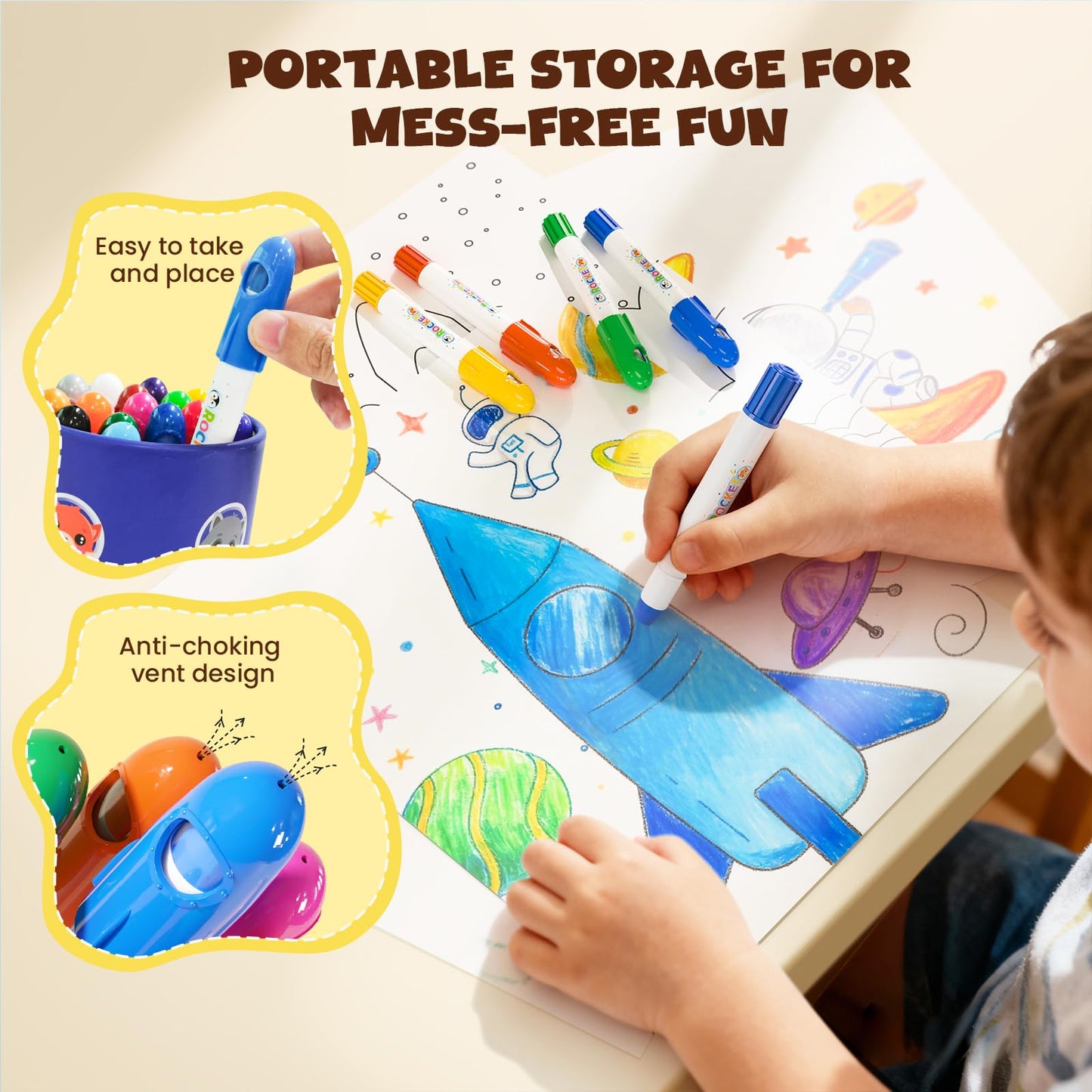 JUPITEARTH 36 Colors Tempera Paint Sticks – Washable, Quick-Dry for Kids