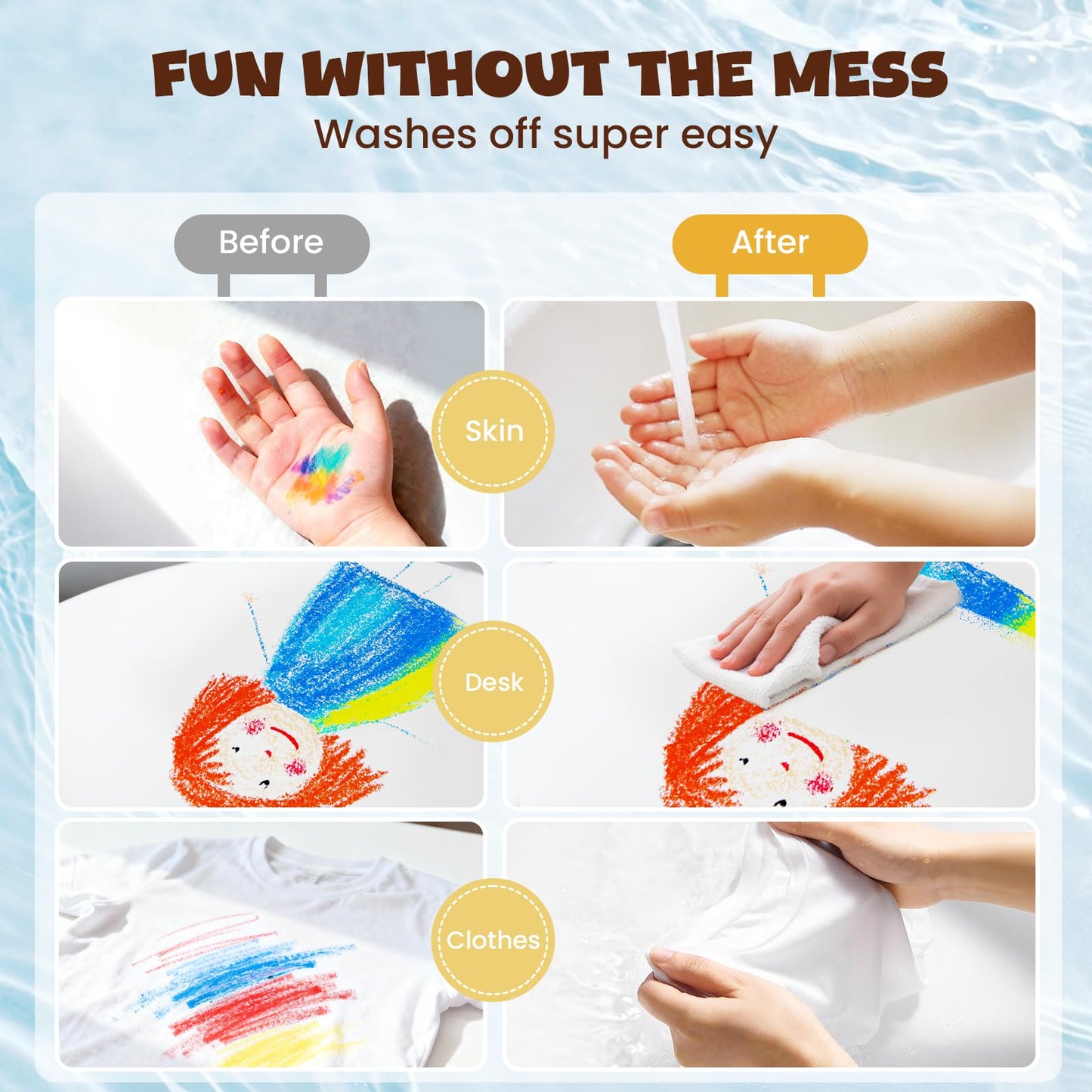 JUPITEARTH 36 Colors Tempera Paint Sticks – Washable, Quick-Dry for Kids