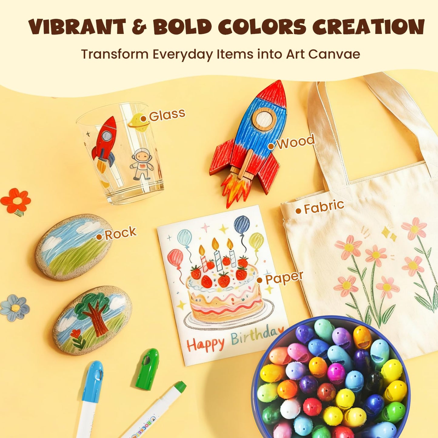 JUPITEARTH 36 Colors Tempera Paint Sticks – Washable, Quick-Dry for Kids