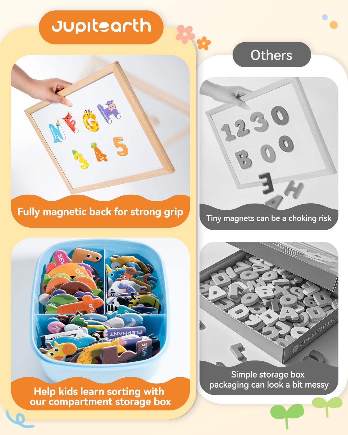 JUPITEARTH 78 PCS Magnetic Letters – Large Animal Alphabet Magnets for Fridge (Uppercase & Lowercase)