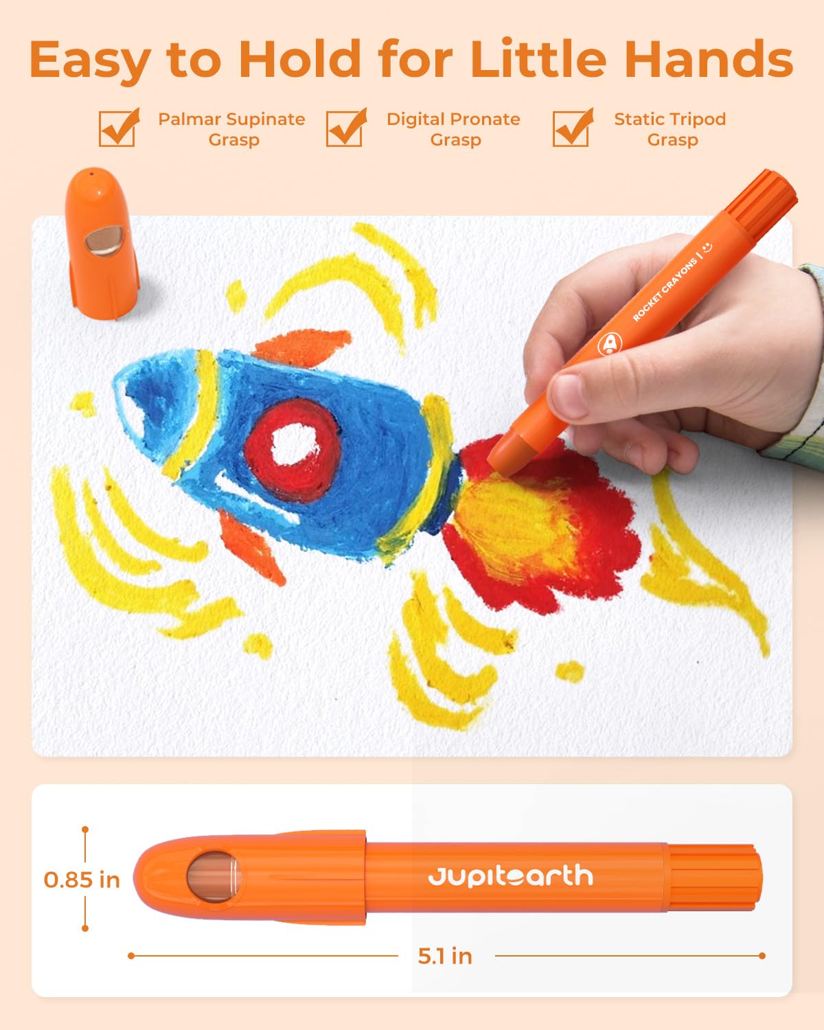 JUPITEARTH 24 Colors Twist Crayons for Toddlers – Non-Toxic, Washable, Easy-Grip with Storage Bucket
