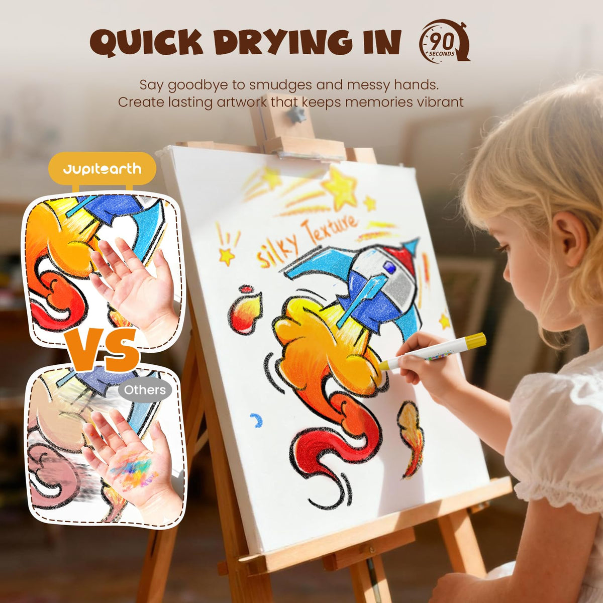 JUPITEARTH 18 Colors Rocket Tempera Paint Sticks – Quick-Dry, Non-Toxic & Washable for Kids and Students