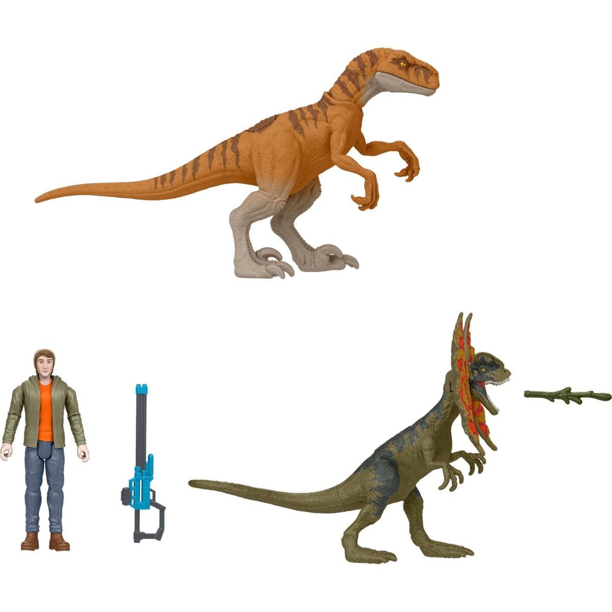 Jurassic World Chaos Theory Ben Action Figure & 2 Dinosaurs Toy Pack | 3.75-Inch Figures