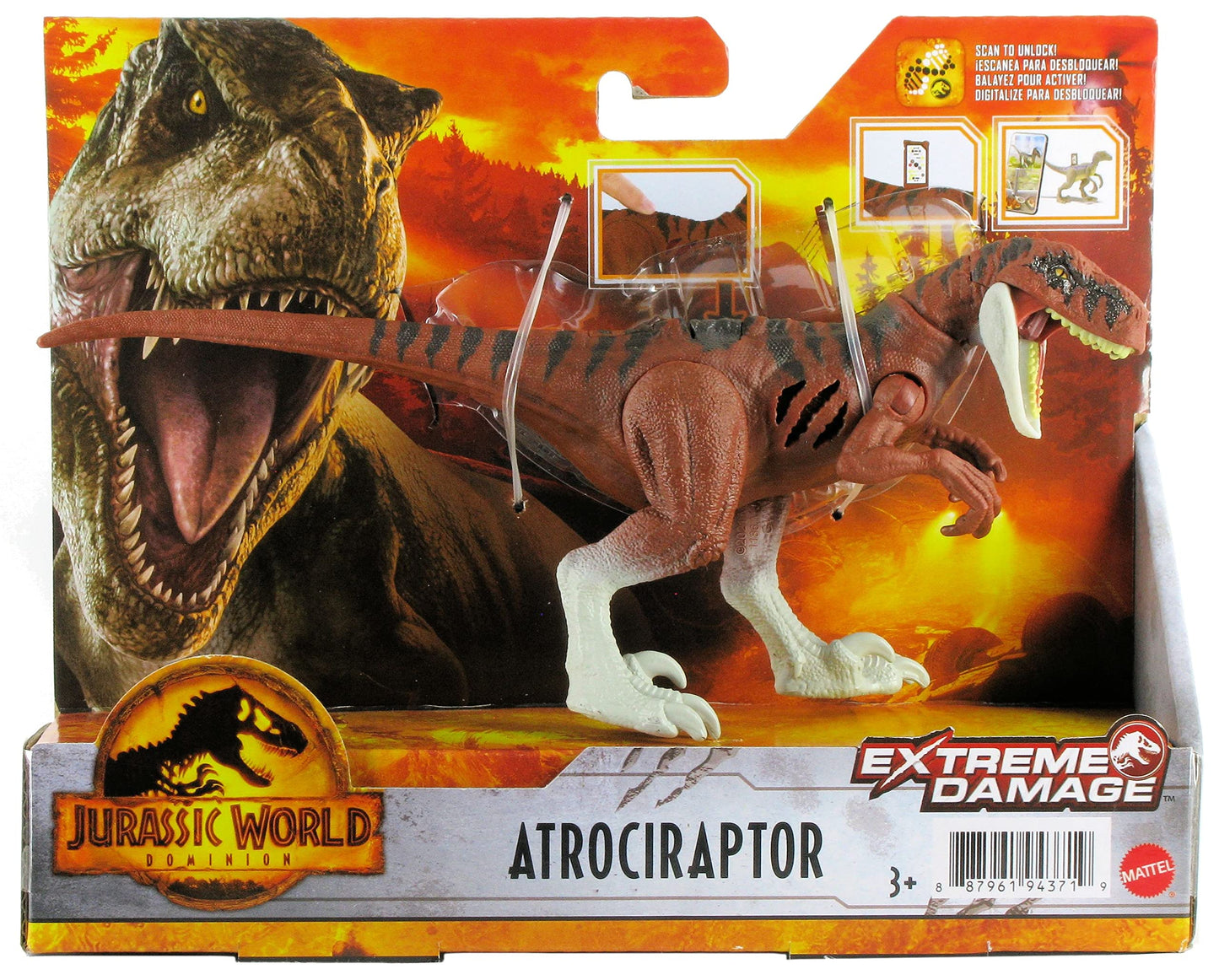 Jurassic World Dominion Extreme Damage Atrociraptor Action Figure – 3in Posable with Double-Sided Damage