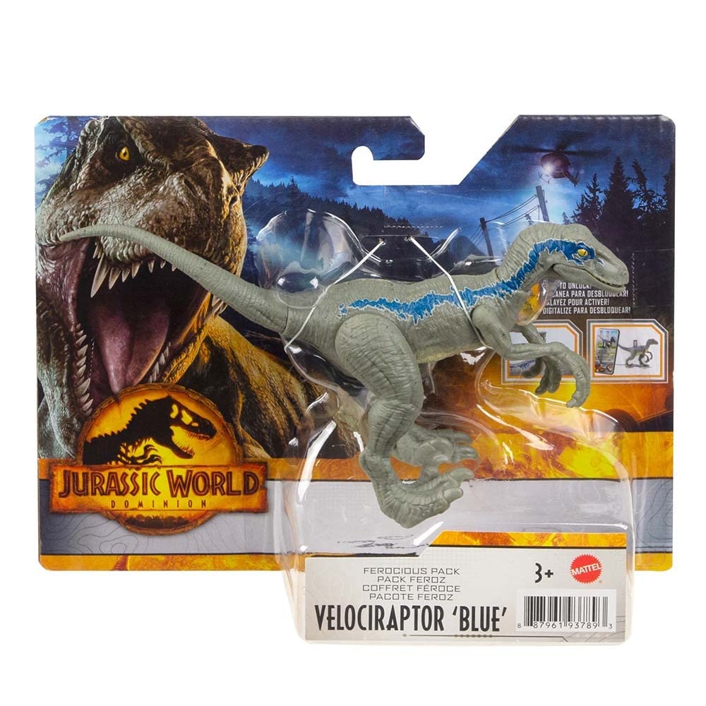 Jurassic World Dominion Ferocious Pack Velociraptor Blue – Poseable 7-Inch Figures