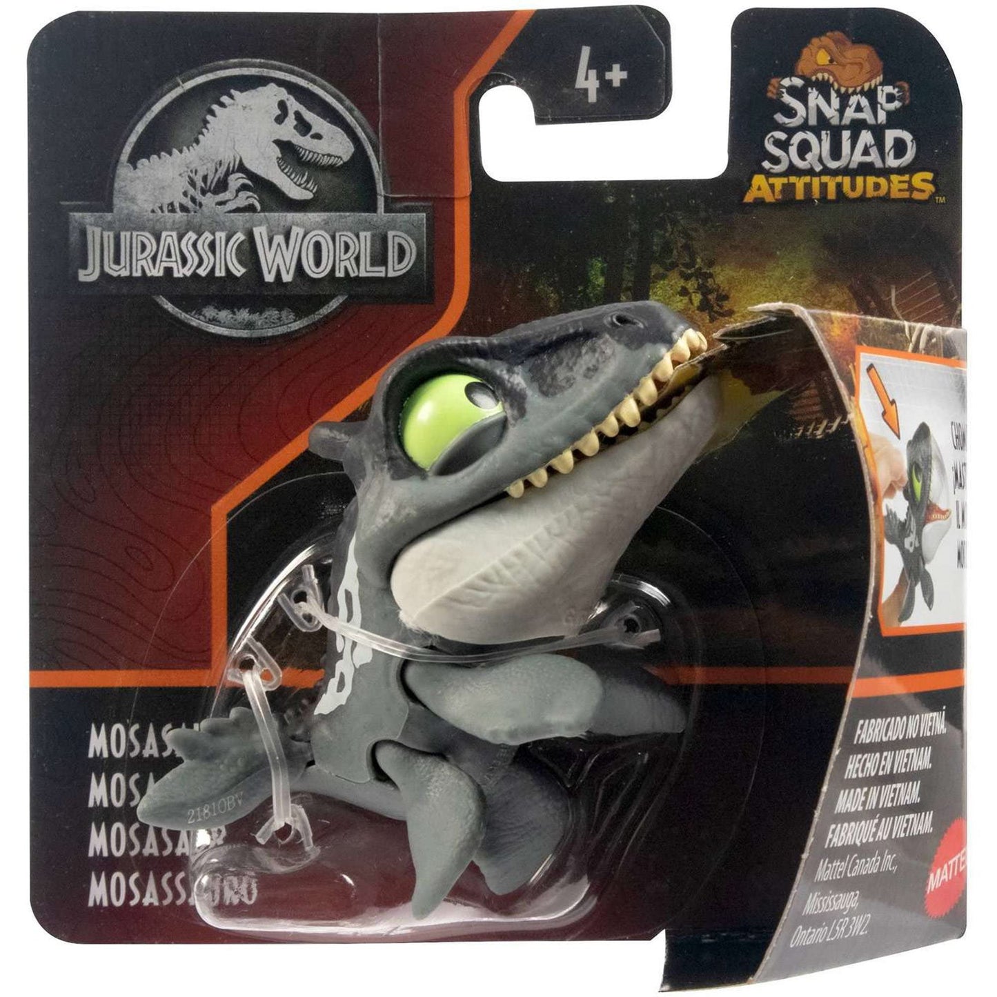 Jurassic World Snap Squad Attitudes – 4 Figure Set (T-Rex, Spinosaurus, Mosasaurus, Stegosaurus) GXW58-956C
