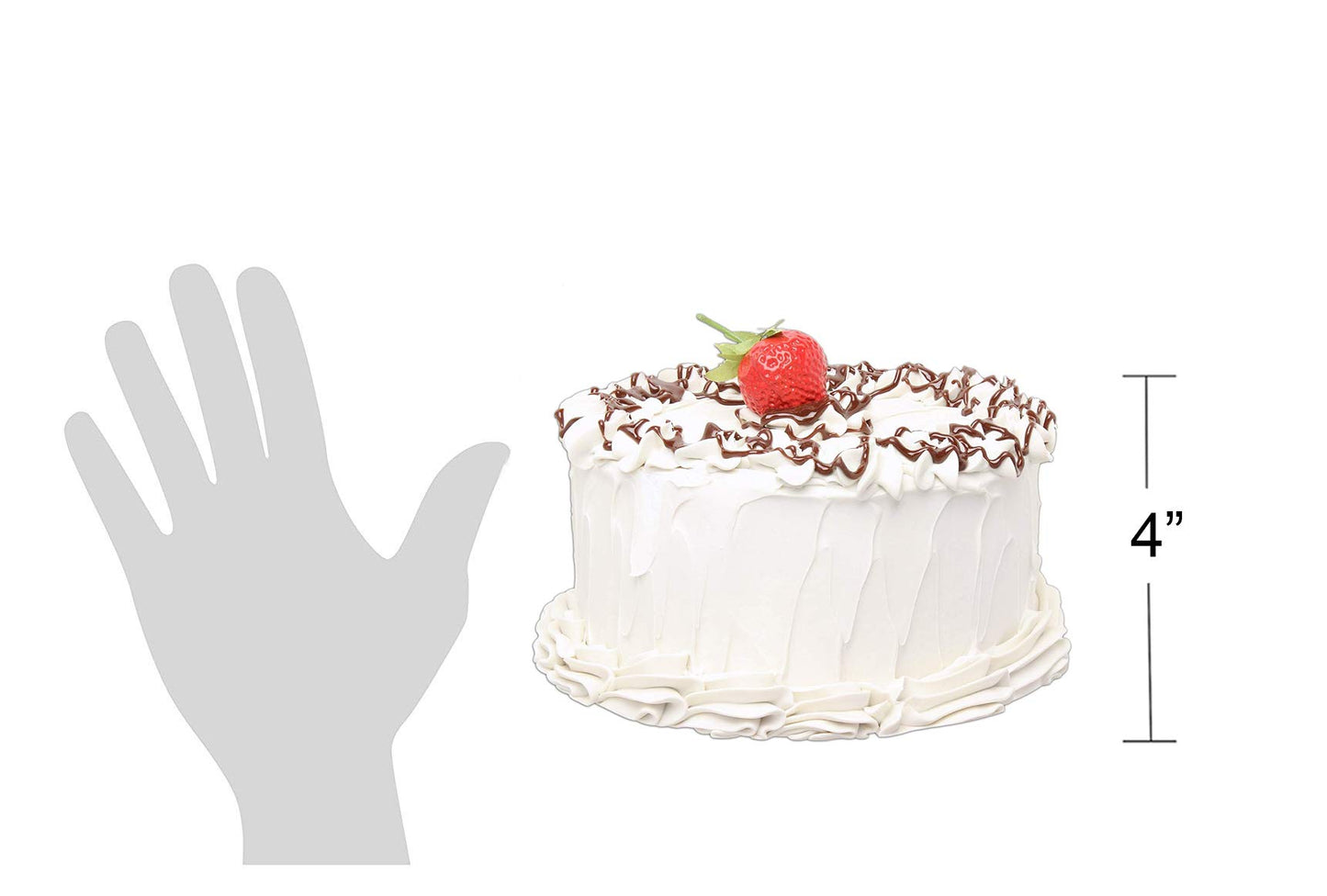 Just Dough It 7-inch Realistic Vanilla Frosted Cake Prop with Chocolate Drizzle & Strawberry Topper
