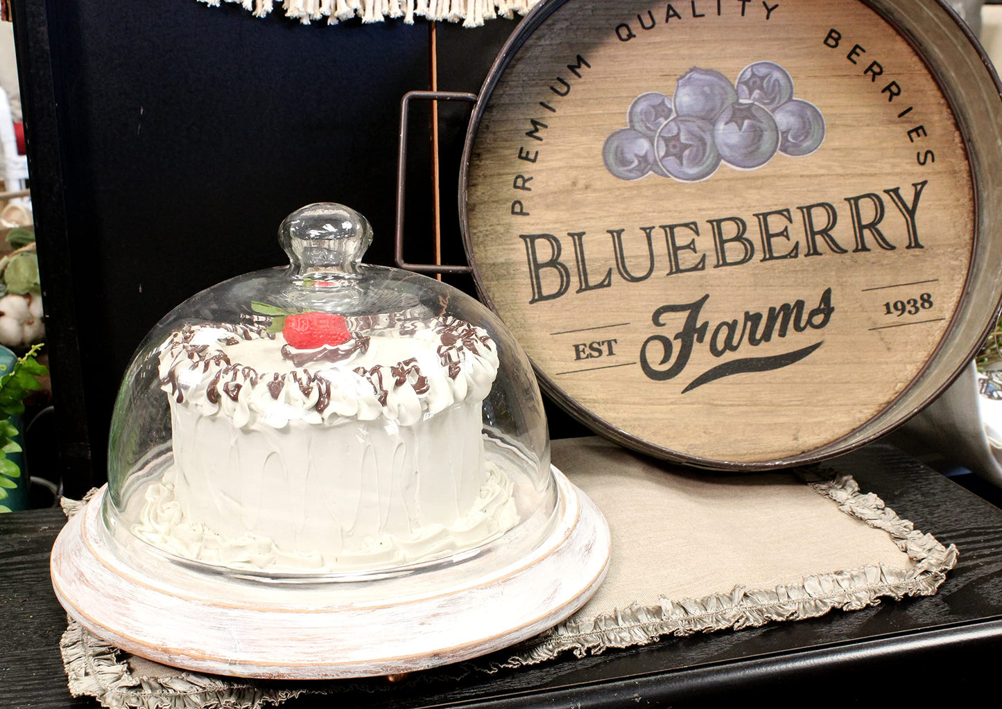 Just Dough It 7-inch Realistic Vanilla Frosted Cake Prop with Chocolate Drizzle & Strawberry Topper