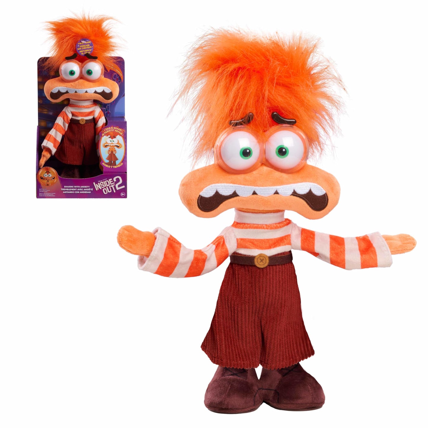 Just Play Inside Out 2 Anxiety Plush – Shaking with Anxiety Feature Plush for Ages 3+