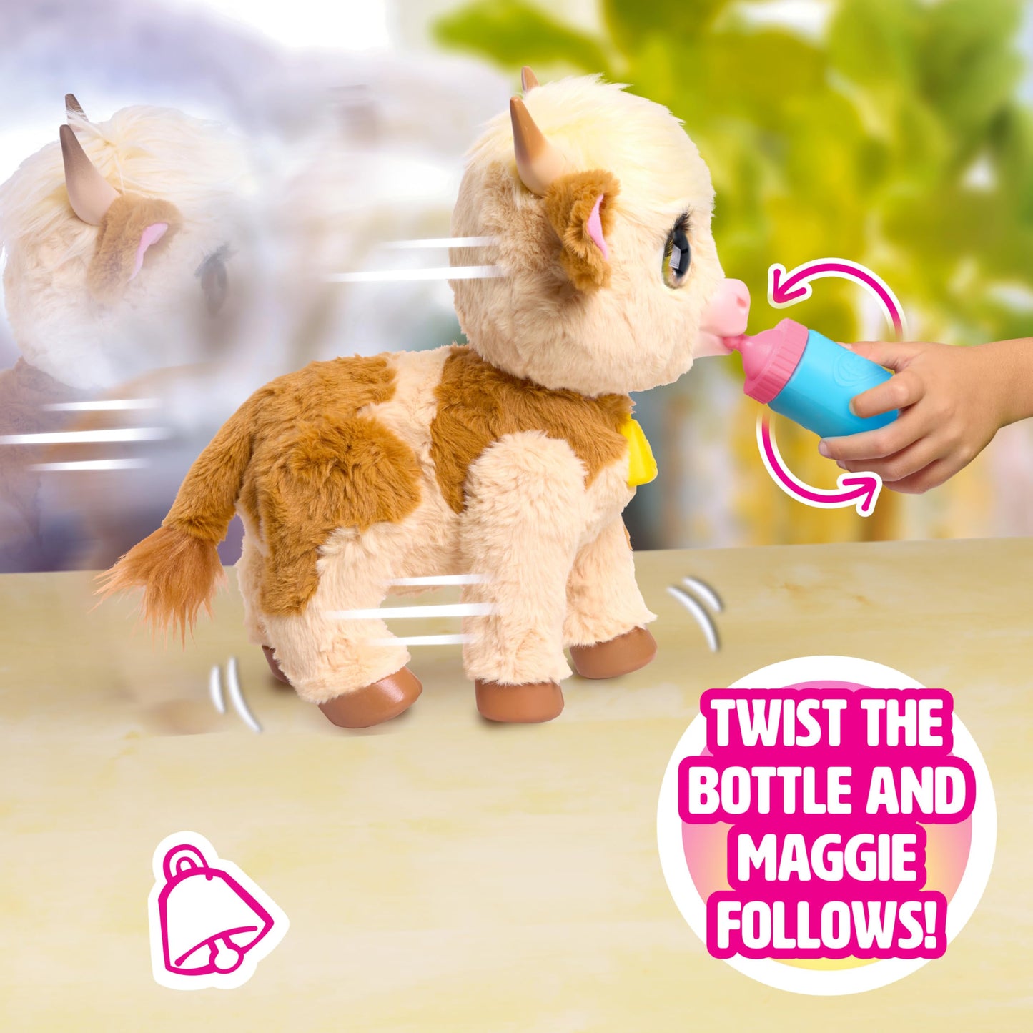 Just Play FurReal Maggie The Feed & Follow Cow — 11-Inch Interactive Highland Mini Cow