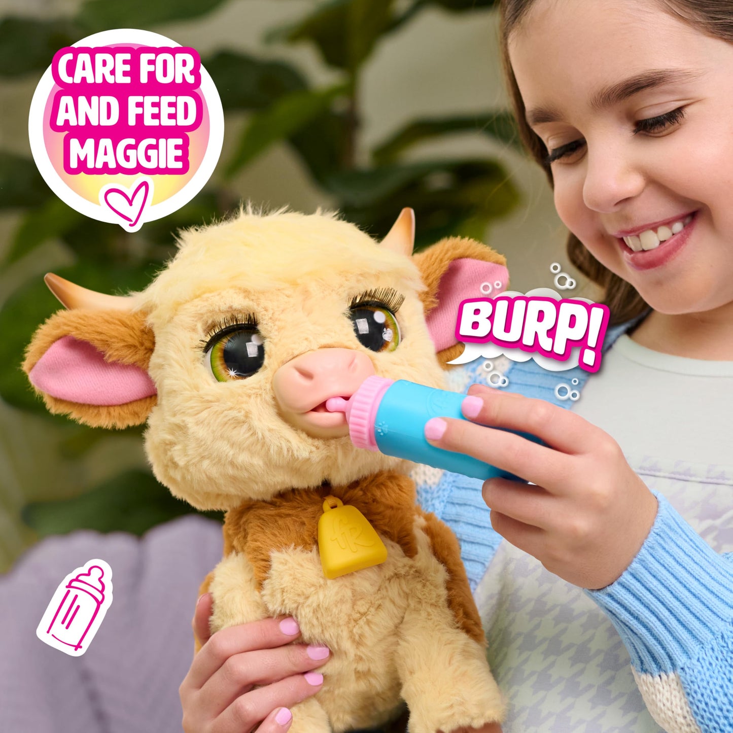 Just Play FurReal Maggie The Feed & Follow Cow — 11-Inch Interactive Highland Mini Cow
