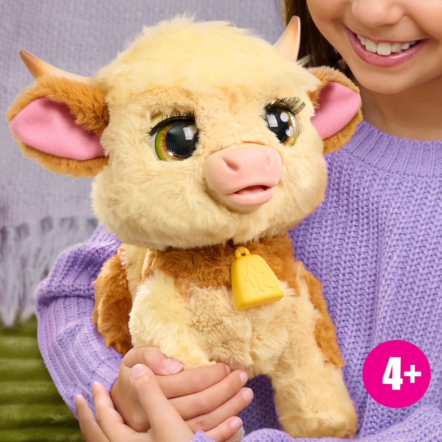 Just Play FurReal Maggie The Feed & Follow Cow — 11-Inch Interactive Highland Mini Cow