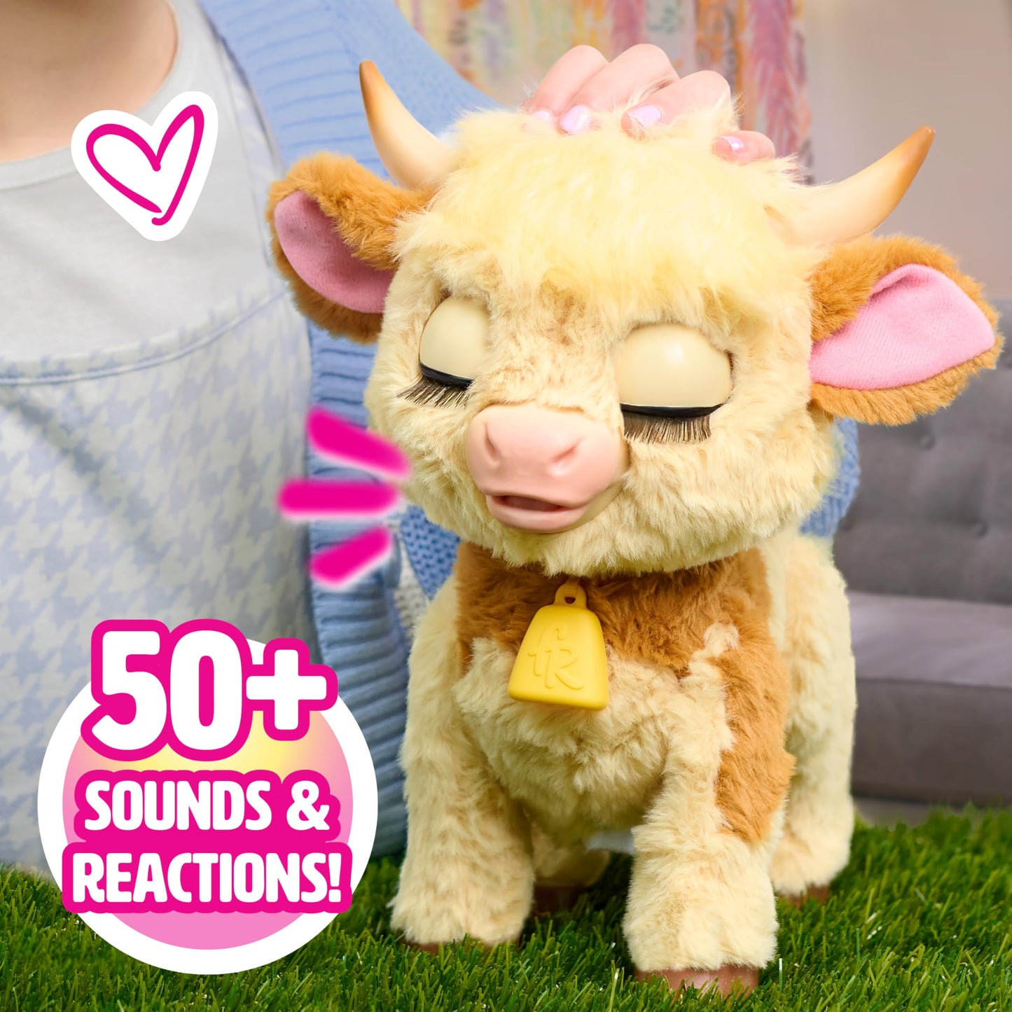 Just Play FurReal Maggie The Feed & Follow Cow — 11-Inch Interactive Highland Mini Cow