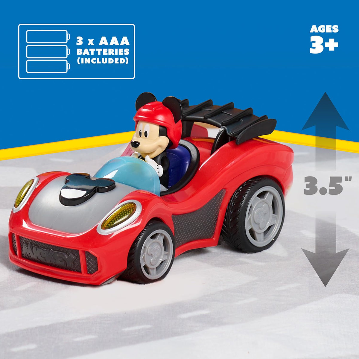 Just Play Mickey Mouse Rev 'n Glow Racer Vehicle with Lights & Sounds – For Kids 3+