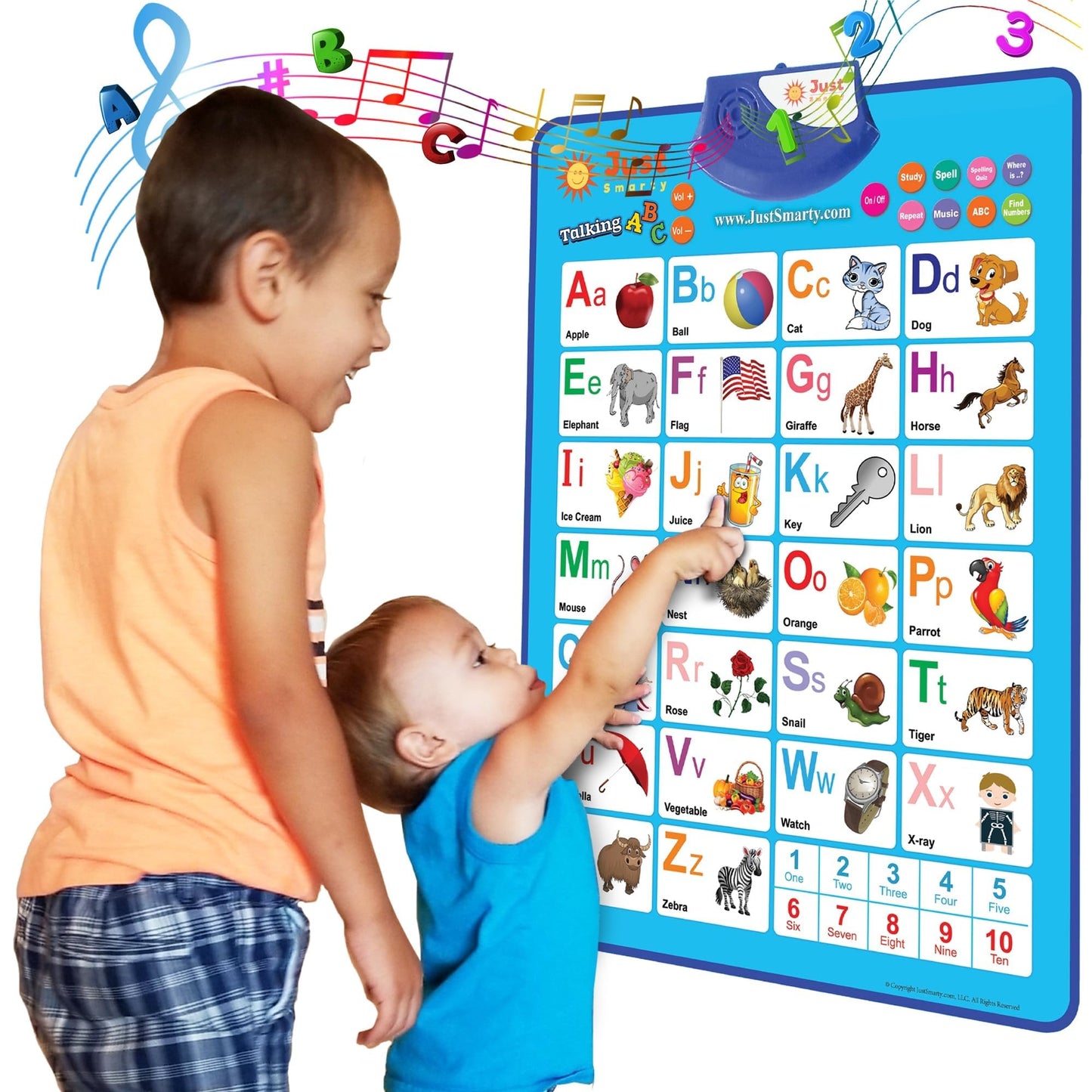 Just Smarty Alphabet Wall Chart for Toddlers 1-3 | ABCs & 123s Learning Toy | Speech Therapy & Autism Support