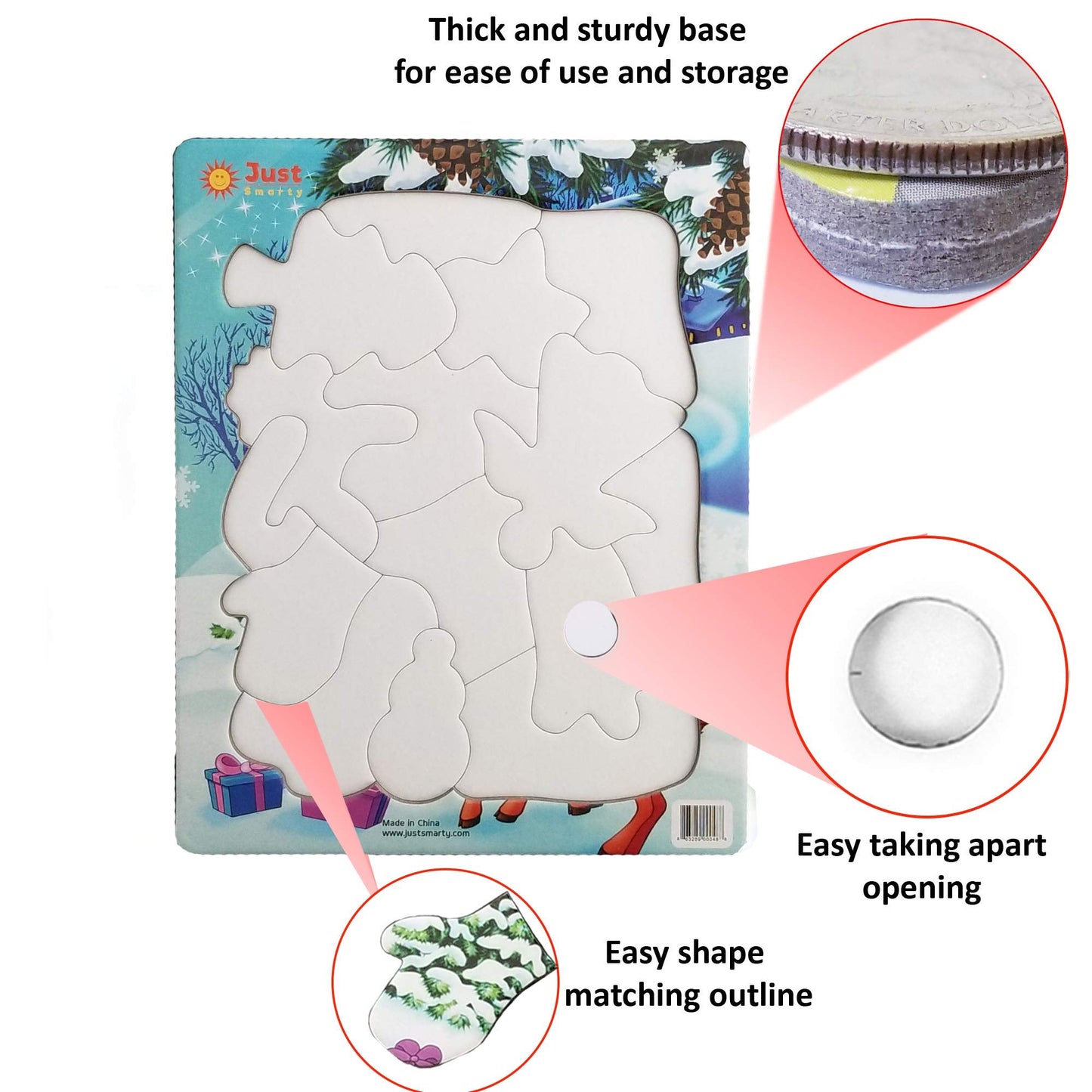 Just Smarty Christmas Puzzles for Preschoolers (Ages 3-5) – Set of 2 with Tray