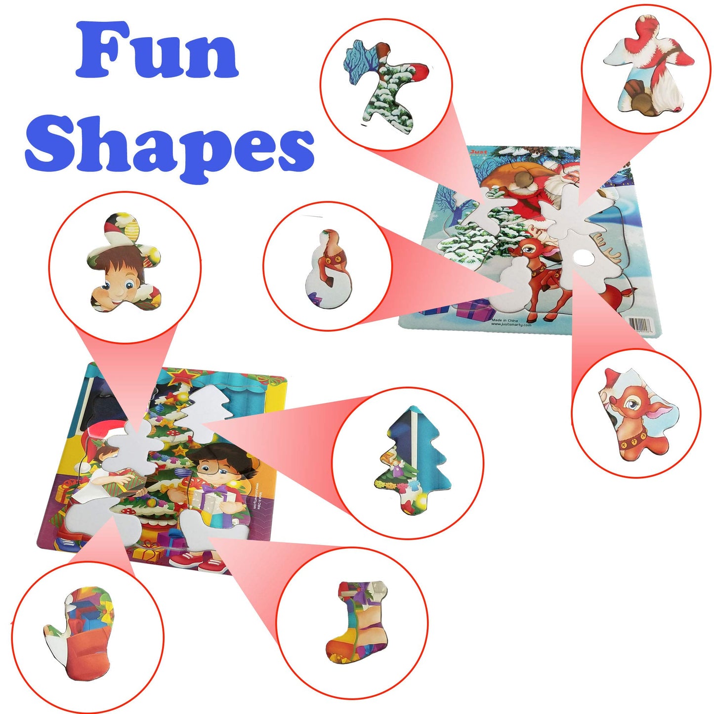Just Smarty Christmas Puzzles for Preschoolers (Ages 3-5) – Set of 2 with Tray