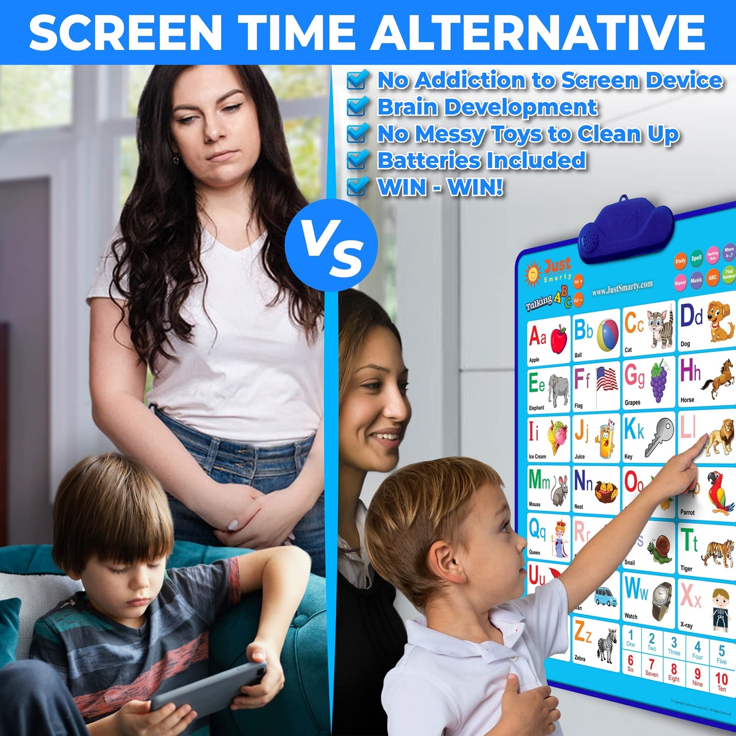 Just Smarty Interactive Alphabet Wall Chart – Talking ABCs & 123s, Music Poster