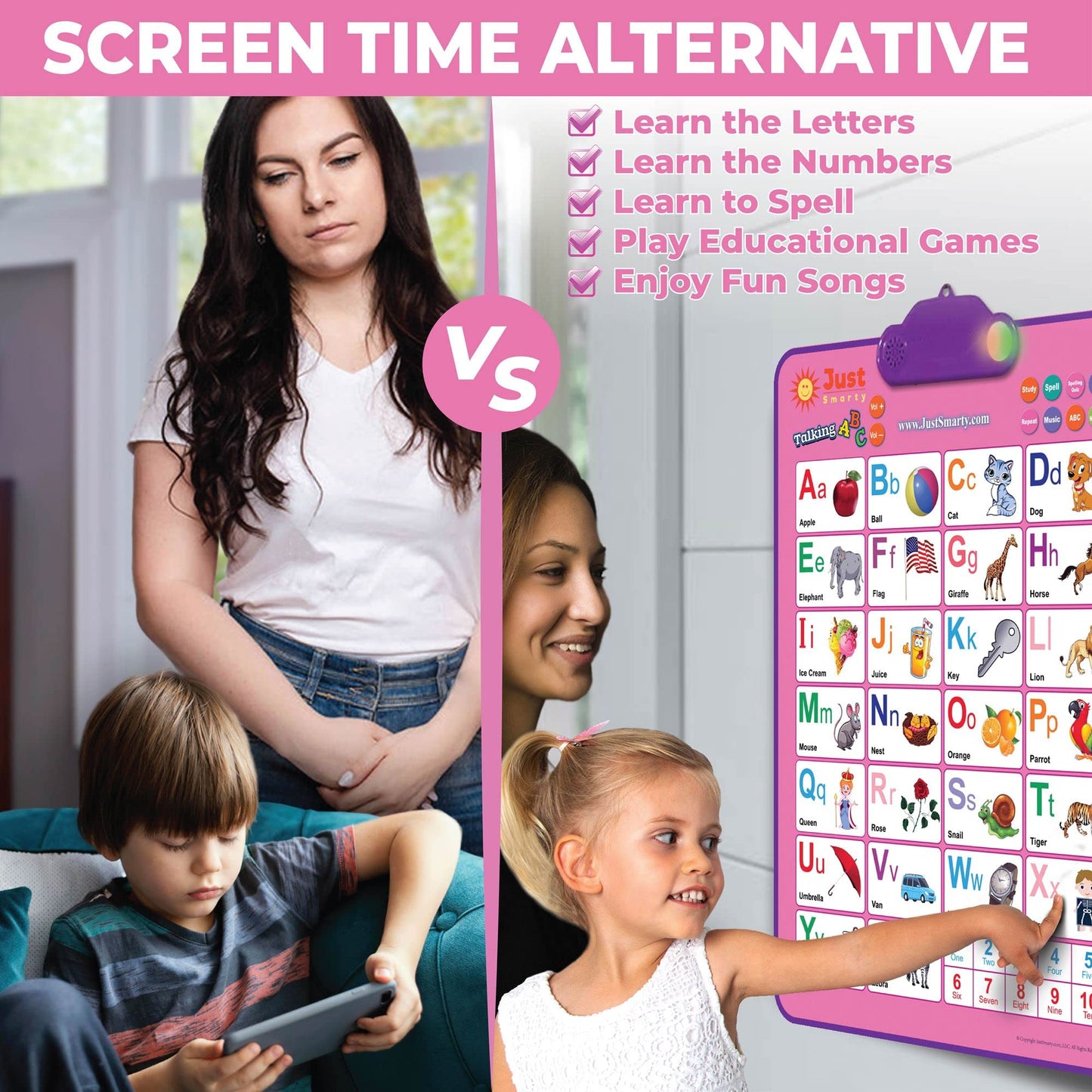 Just Smarty Interactive Alphabet Wall Chart — Talking ABCs & 123s Poster for Toddlers