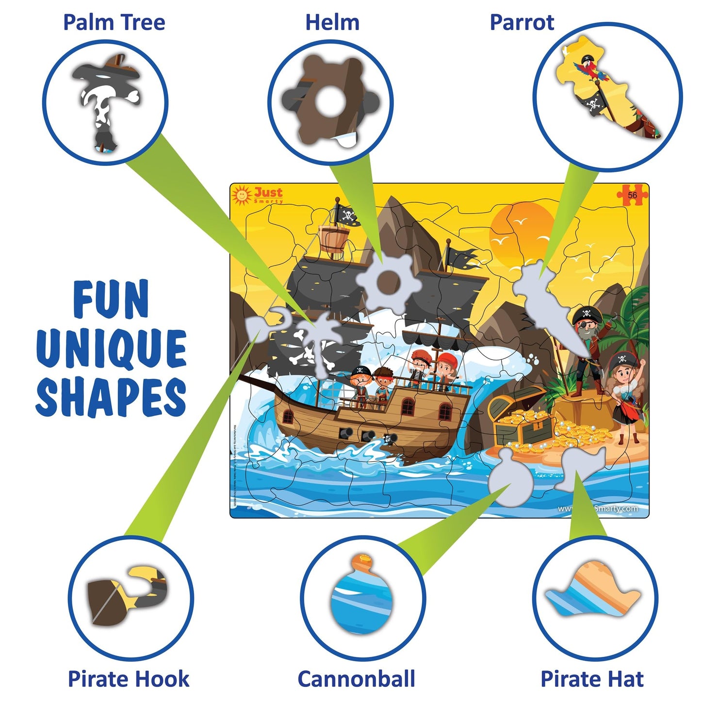 Just Smarty Toddler Jigsaw Puzzle – Pirates, 56 Pieces for Ages 3–6 | Educational Toy