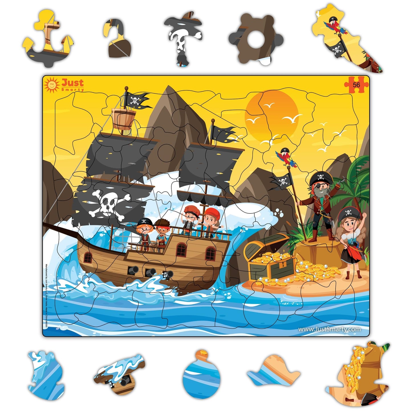 Just Smarty Toddler Jigsaw Puzzle – Pirates, 56 Pieces for Ages 3–6 | Educational Toy