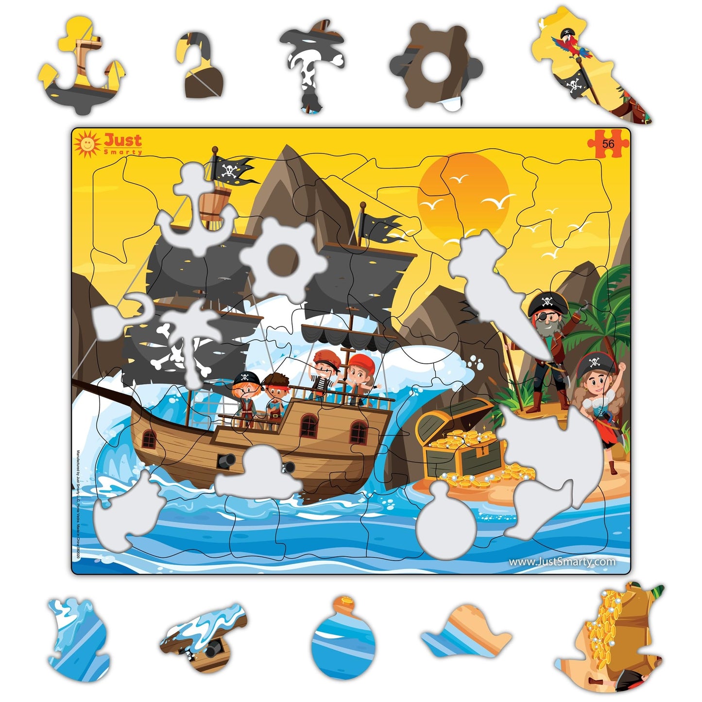 Just Smarty Toddler Jigsaw Puzzle – Pirates, 56 Pieces for Ages 3–6 | Educational Toy