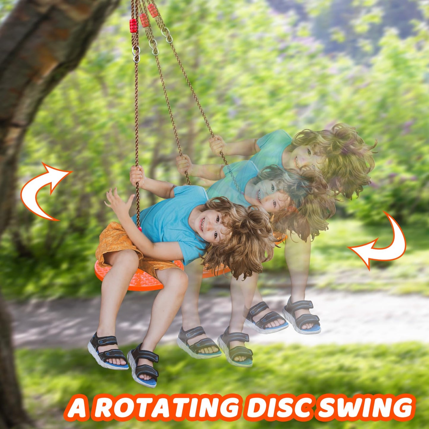 Just.smile Rotating Disc Swing – 360° Swivel Seat, No Assembly, Portable Indoor/Outdoor
