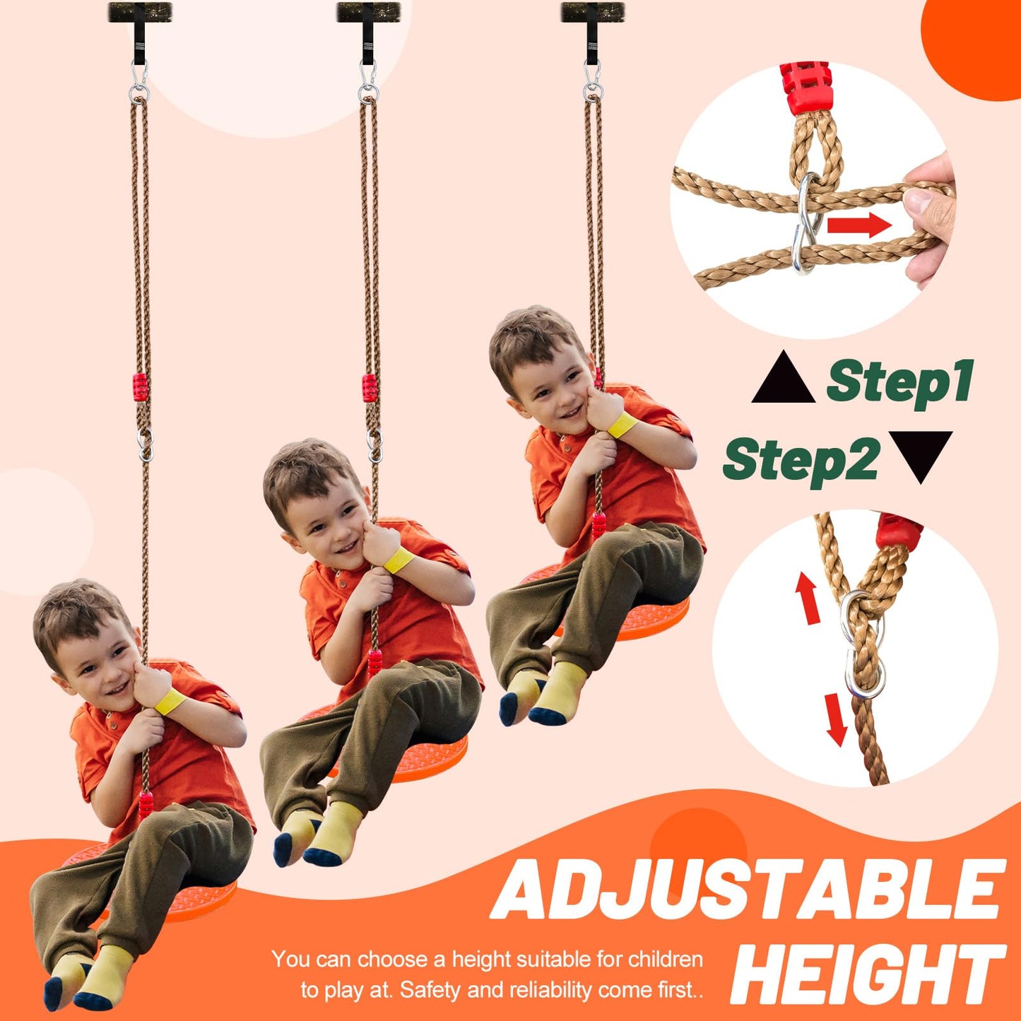 Just.smile Rotating Disc Swing – 360° Swivel Seat, No Assembly, Portable Indoor/Outdoor
