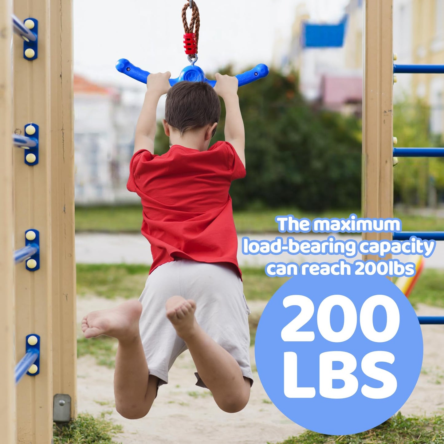 Just.smile Ninja Swing-Twister 360° Spin Handle – Kids Slackline Swing Attachment (Blue)