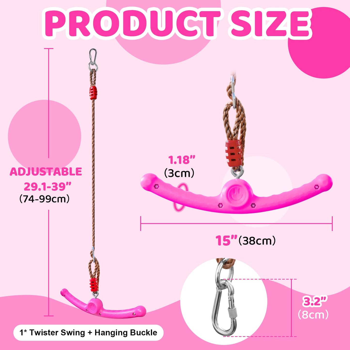 Just.smile Ninja-Twister 360-degree Spin Handle | Slackline Swing Attachment for Kids (Rose Red)